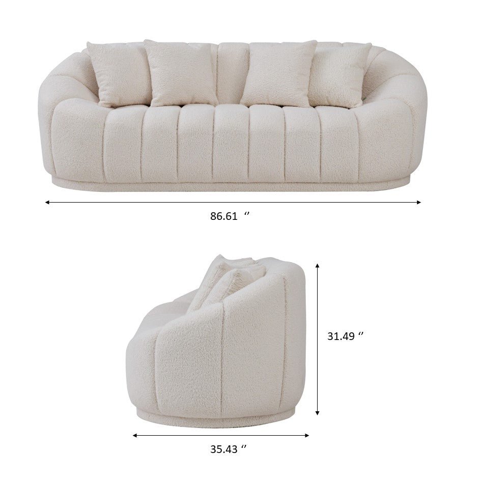 Forrester Sofa Modern Japandi Style Tight Back White Boucle - MidinMod