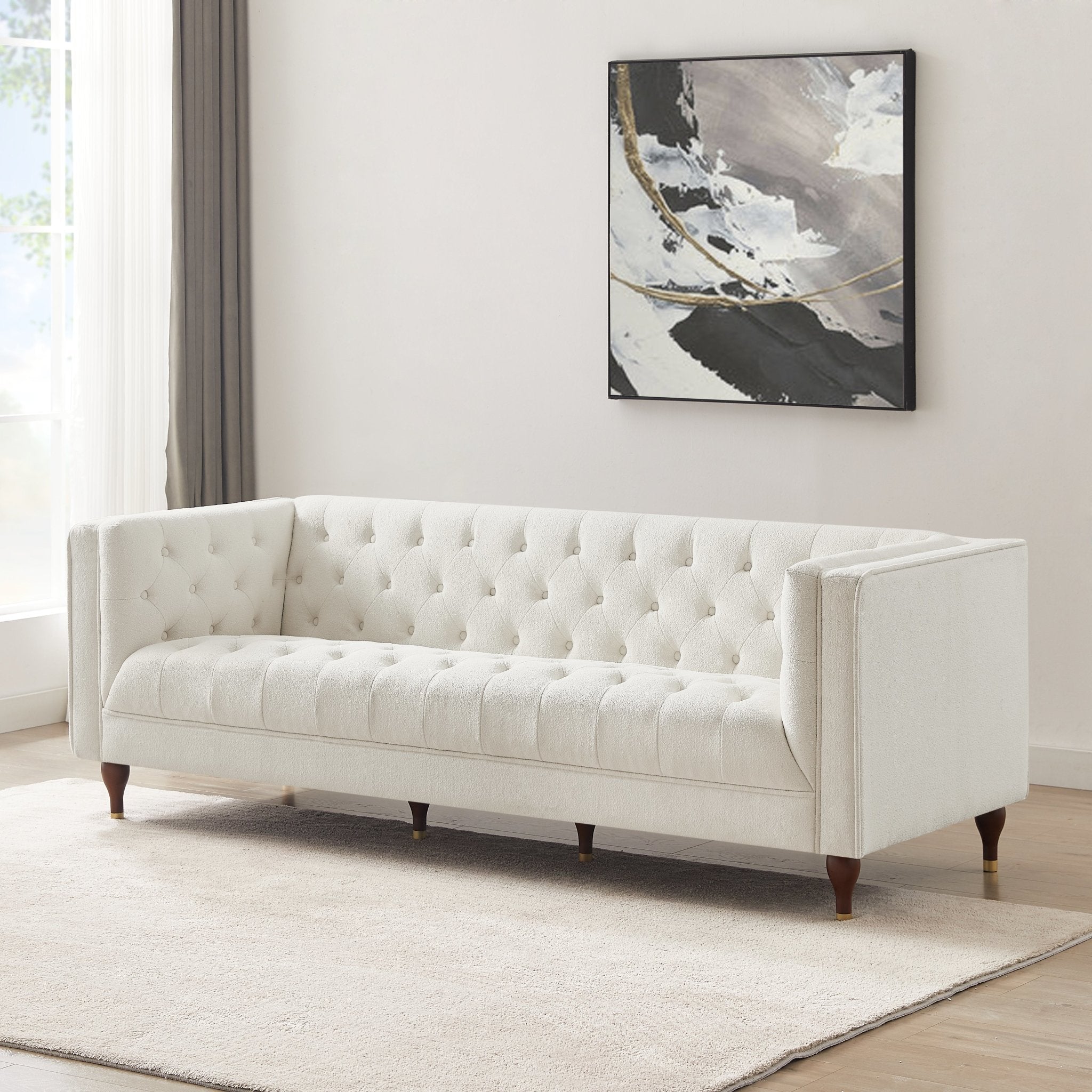 Houston Beige Boucle Modern Sofa - MidinMod