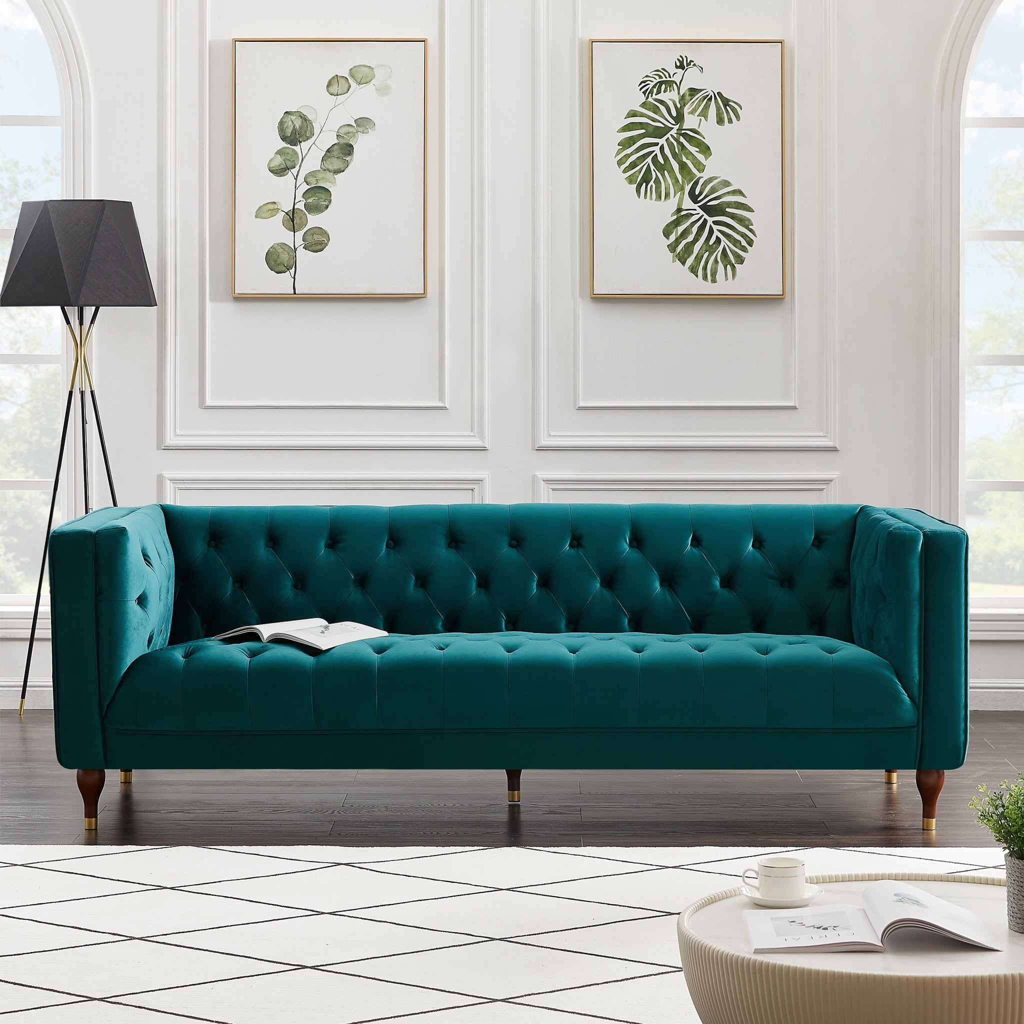 Houston Teal Velvet Modern Sofa - MidinMod