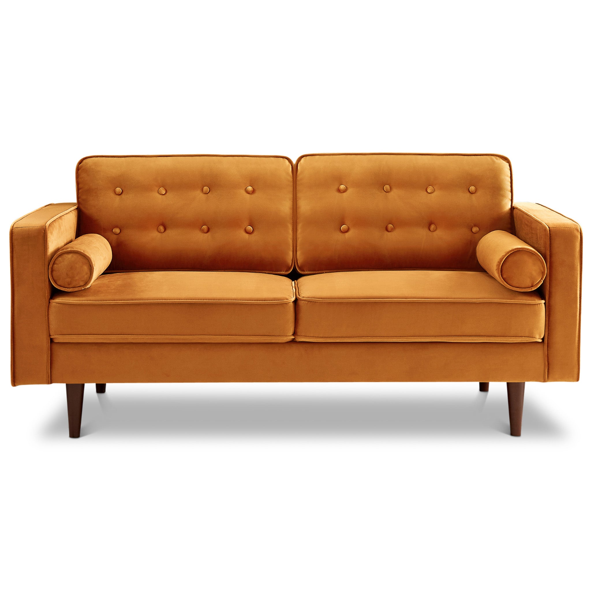 Kirby Burnt Orange Fabric Loveseat - MidinMod