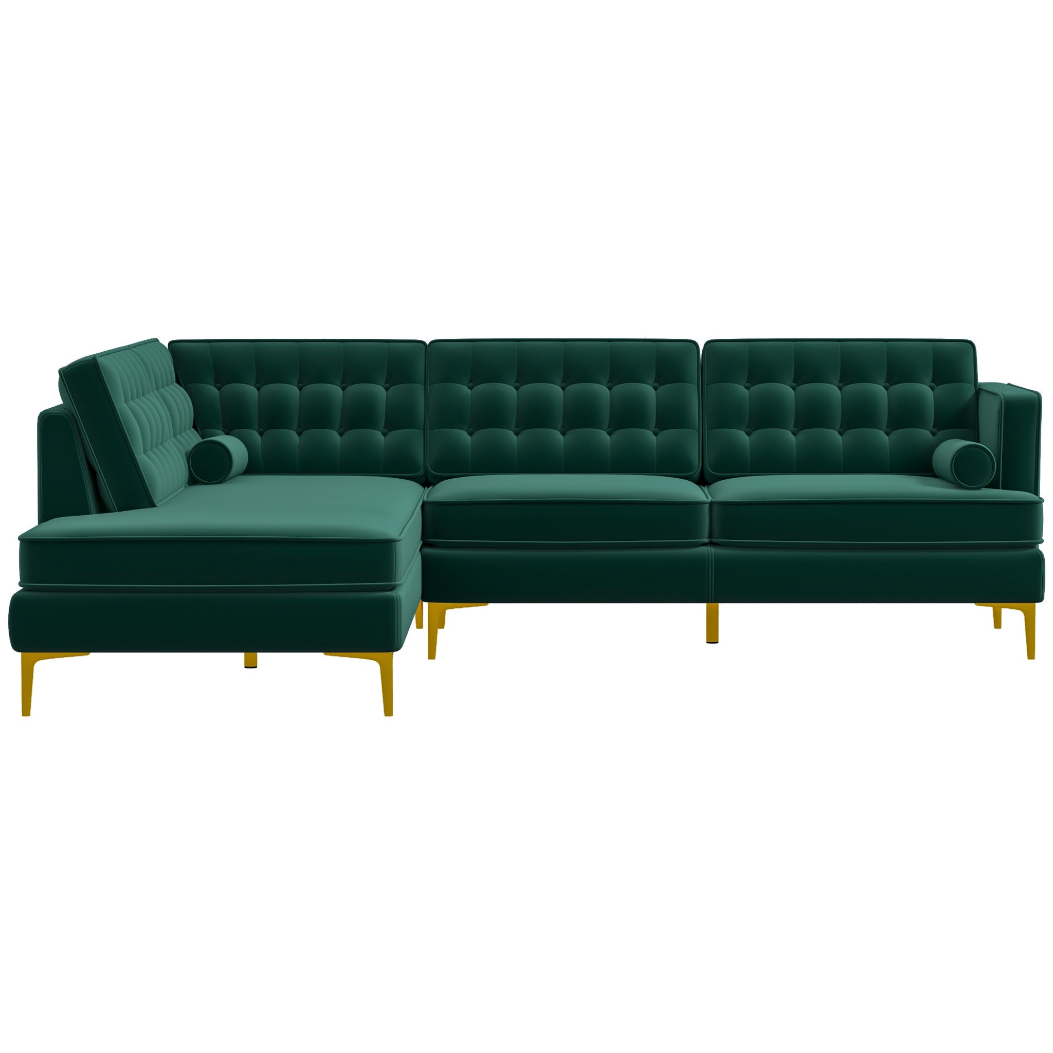 Caleb Sectional Sofa Green Velvet Left Chaise - MidinMod