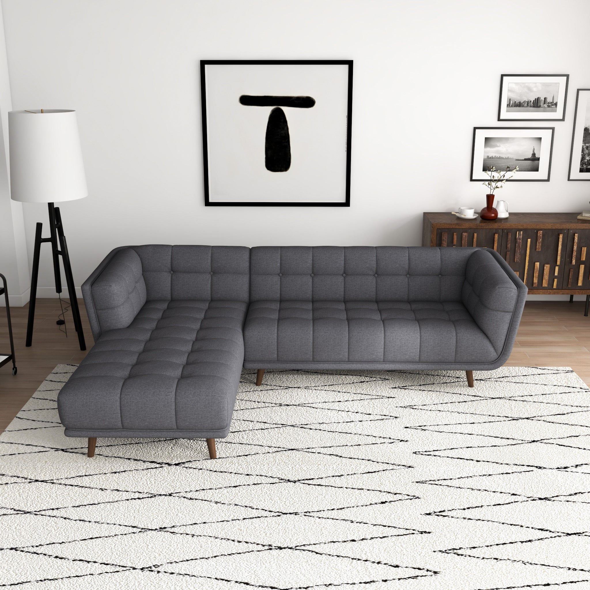 Kano Dark Gray Fabric Sectional Sofa Left Facing Chaise - MidinMod