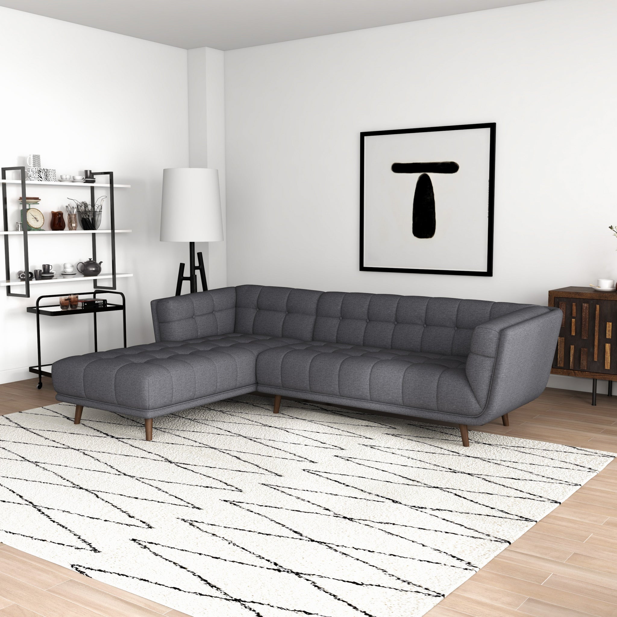 Kano Dark Gray Fabric Sectional Sofa Left Facing Chaise - MidinMod
