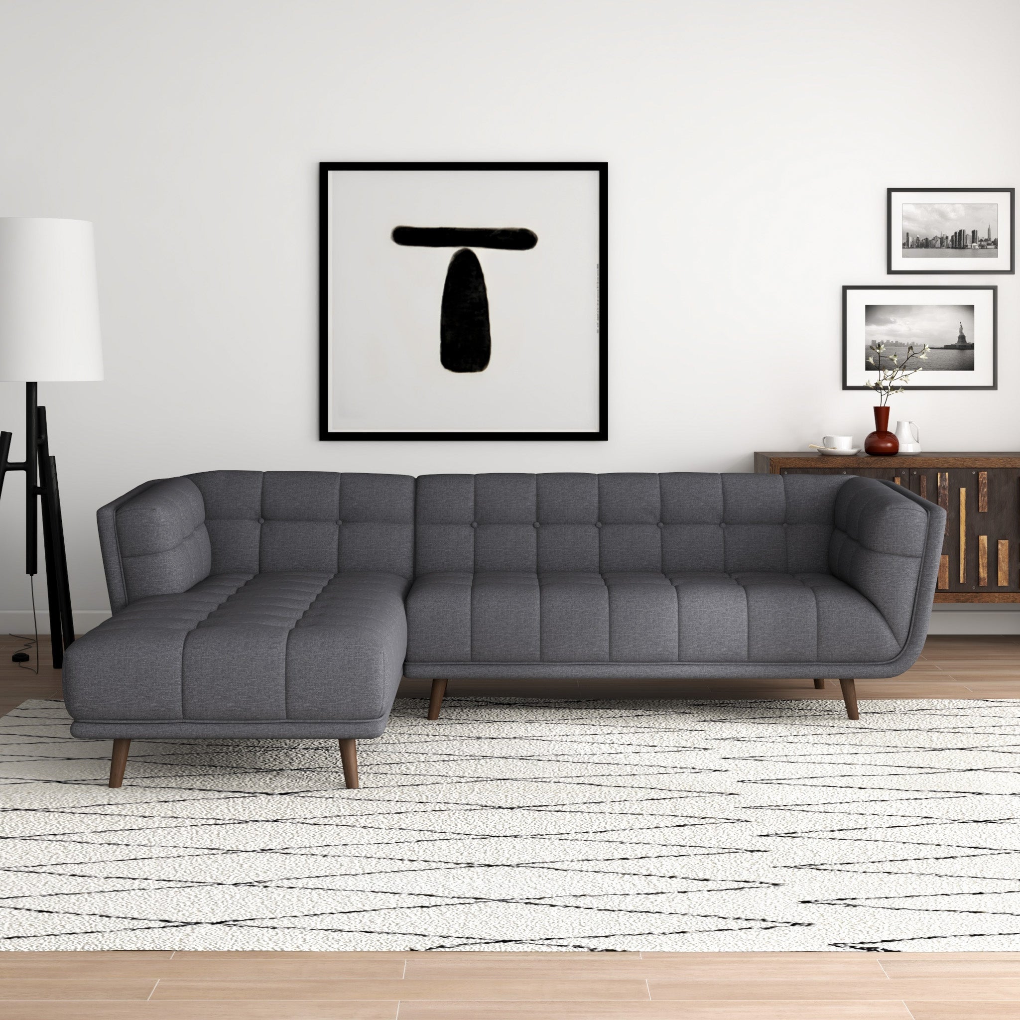 Kano Dark Gray Fabric Sectional Sofa Left Facing Chaise - MidinMod