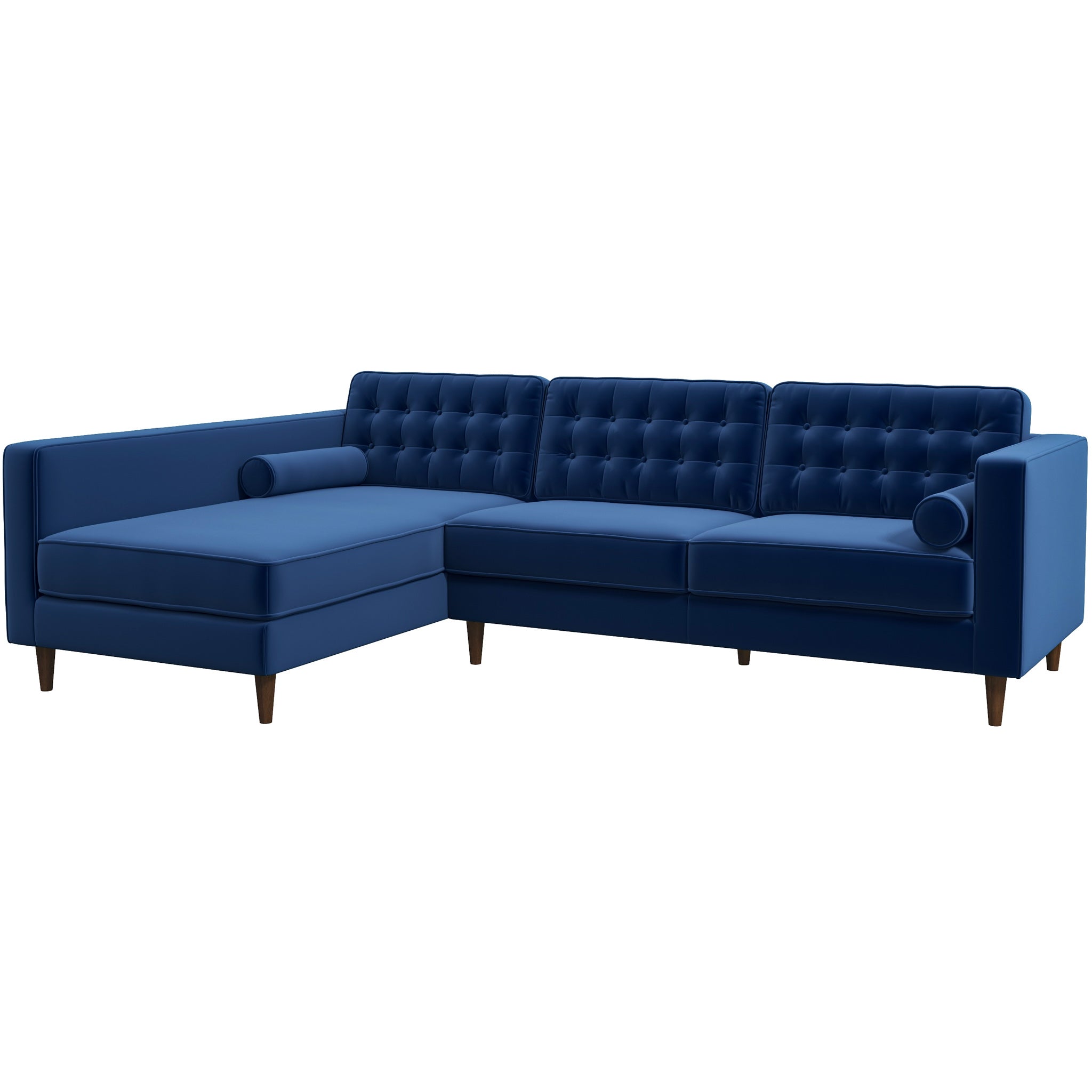 Olson Midnight Blue Velvet Sectional Sofa Left Chaise - MidinMod