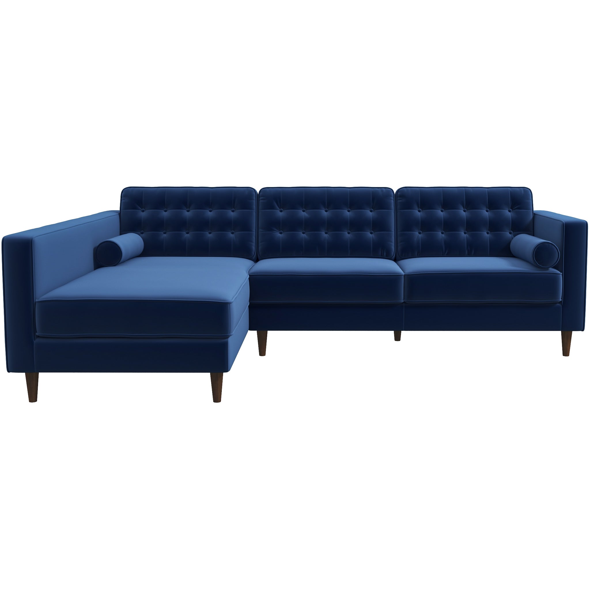 Olson Midnight Blue Velvet Sectional Sofa Left Chaise - MidinMod
