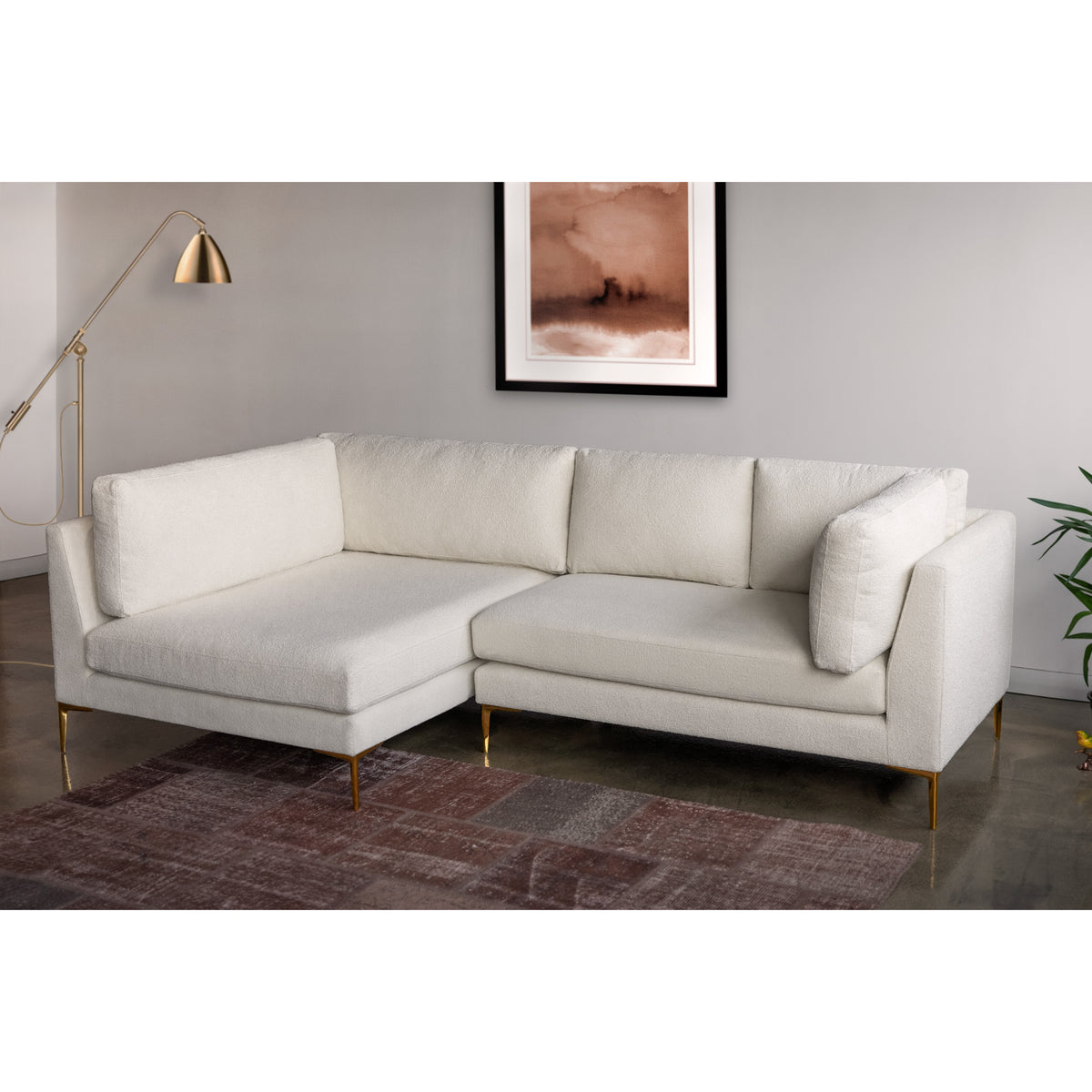 Chamberlain Beige Boucle Sectional Sofa Left Facing Chaise - MidinMod