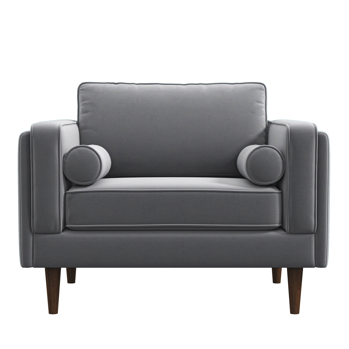 Fordham Grey Velvet Mid-Century Modern Lounge Chair | MidinMod