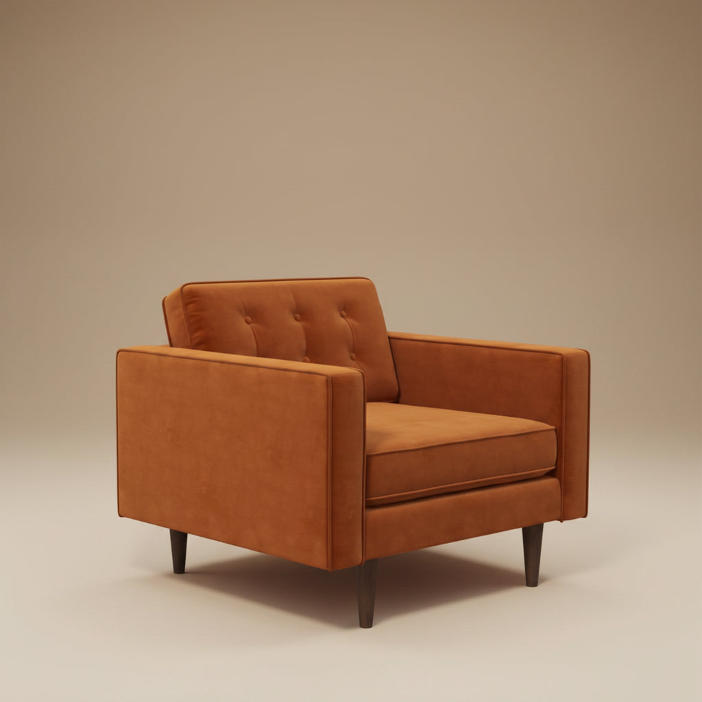 Kirby Lounge Chair Burnt Orange Velvet - MidinMod