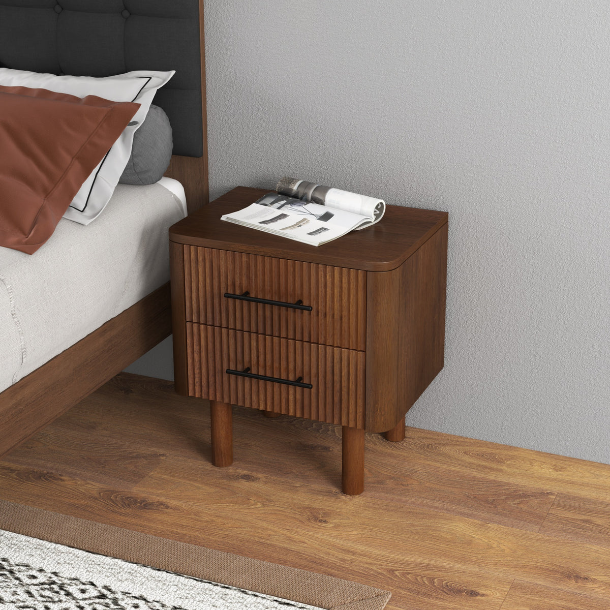 Stanley Nightstand with 2 Drawers - MidinMod