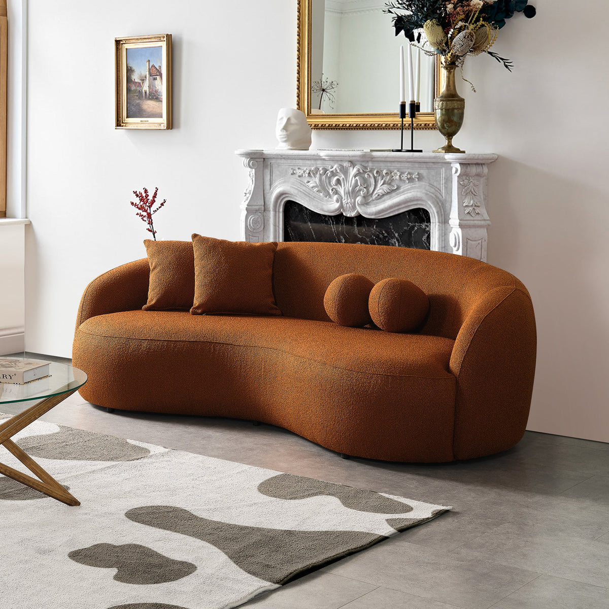 Blair Sofa - Orange Boucle | MidinMod | Houston TX | Best Furniture stores in Houston