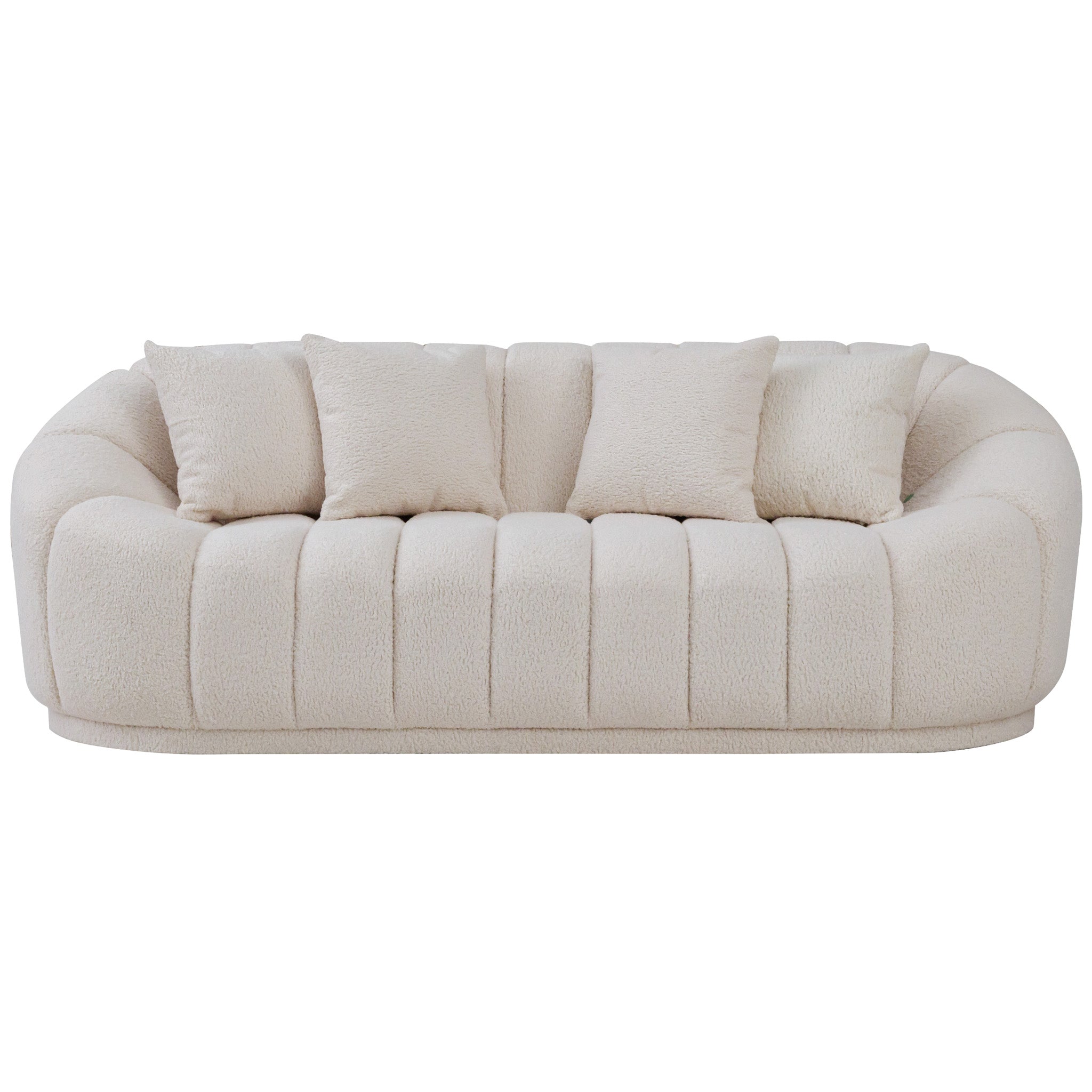 Forrester Sofa Modern Japandi Style Tight Back White Boucle - MidinMod
