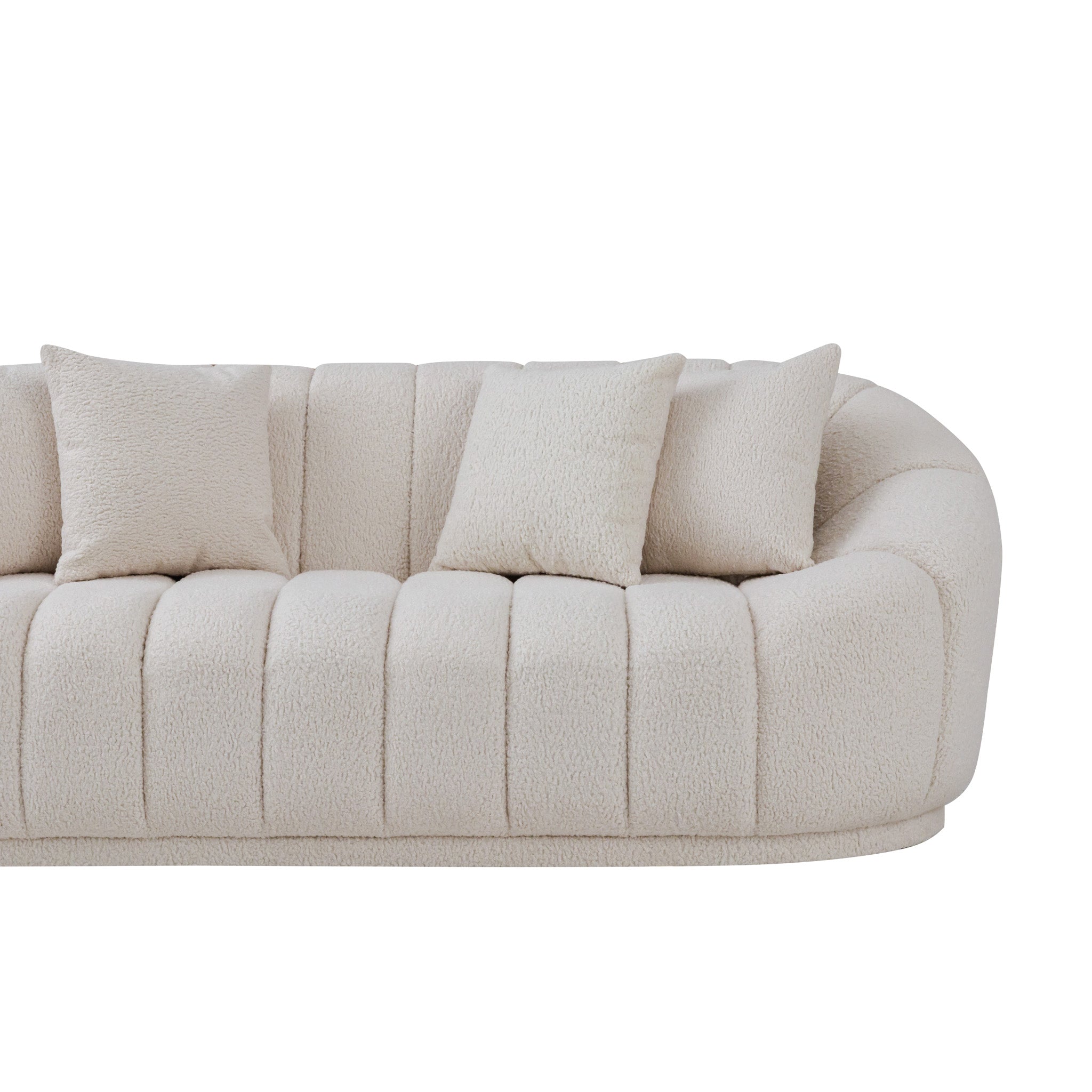 Forrester Sofa Modern Japandi Style Tight Back White Boucle - MidinMod