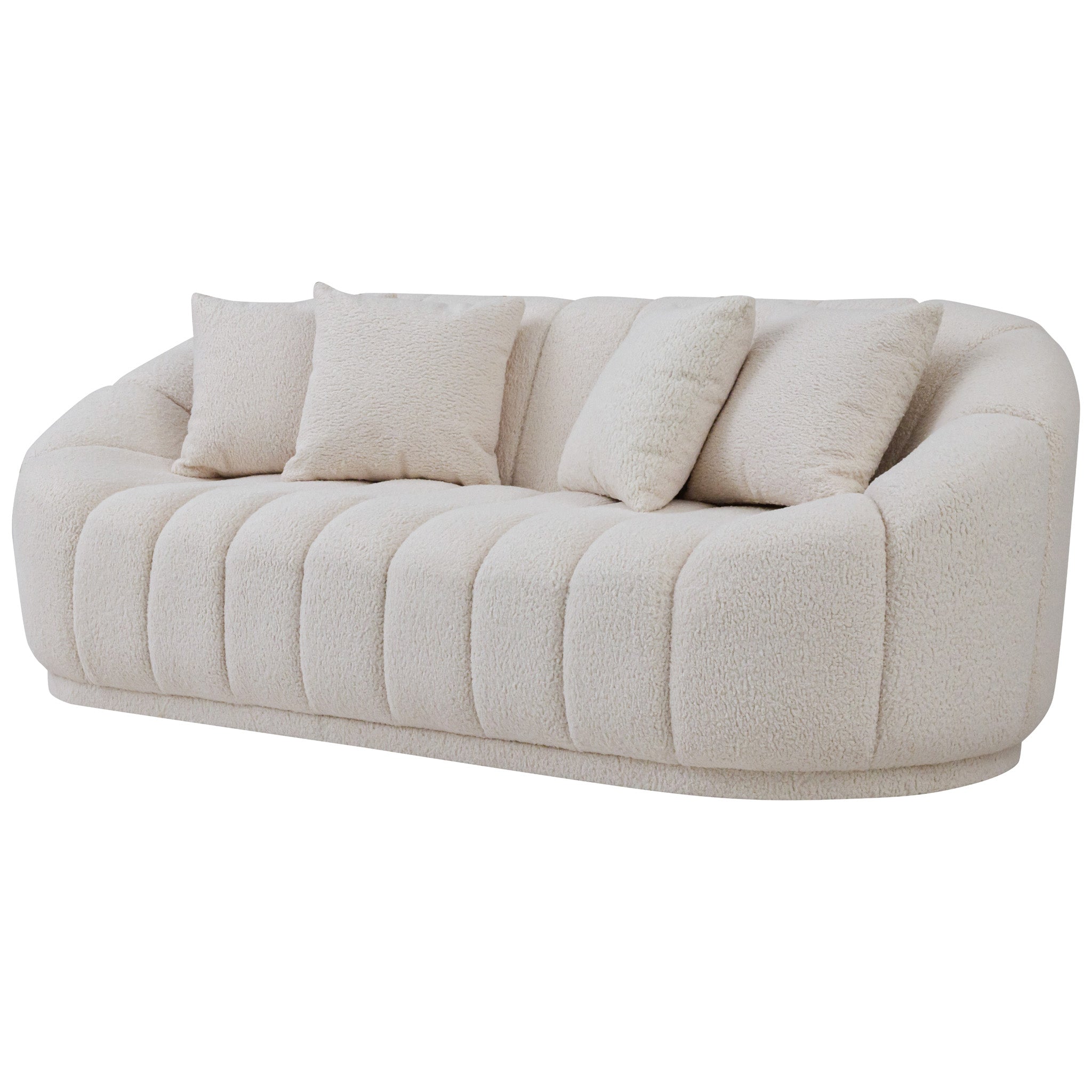 Forrester Sofa Modern Japandi Style Tight Back White Boucle - MidinMod
