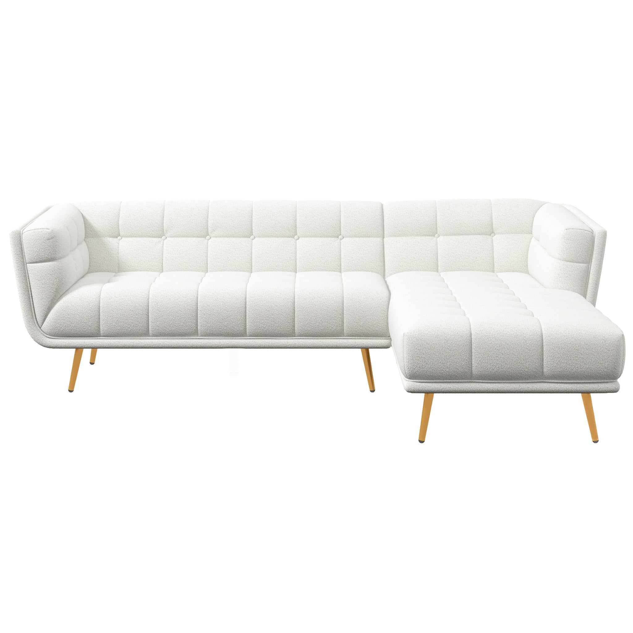 Kano L Shape Sectional Cream Boucle Sofa Right Facing Chaise - MidinMod