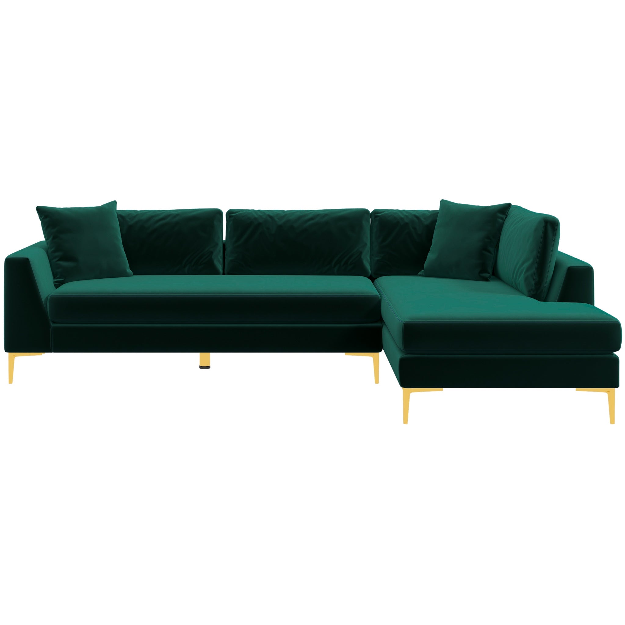Milo Green Fabric Sectional Sofa Right Chaise - MidinMod
