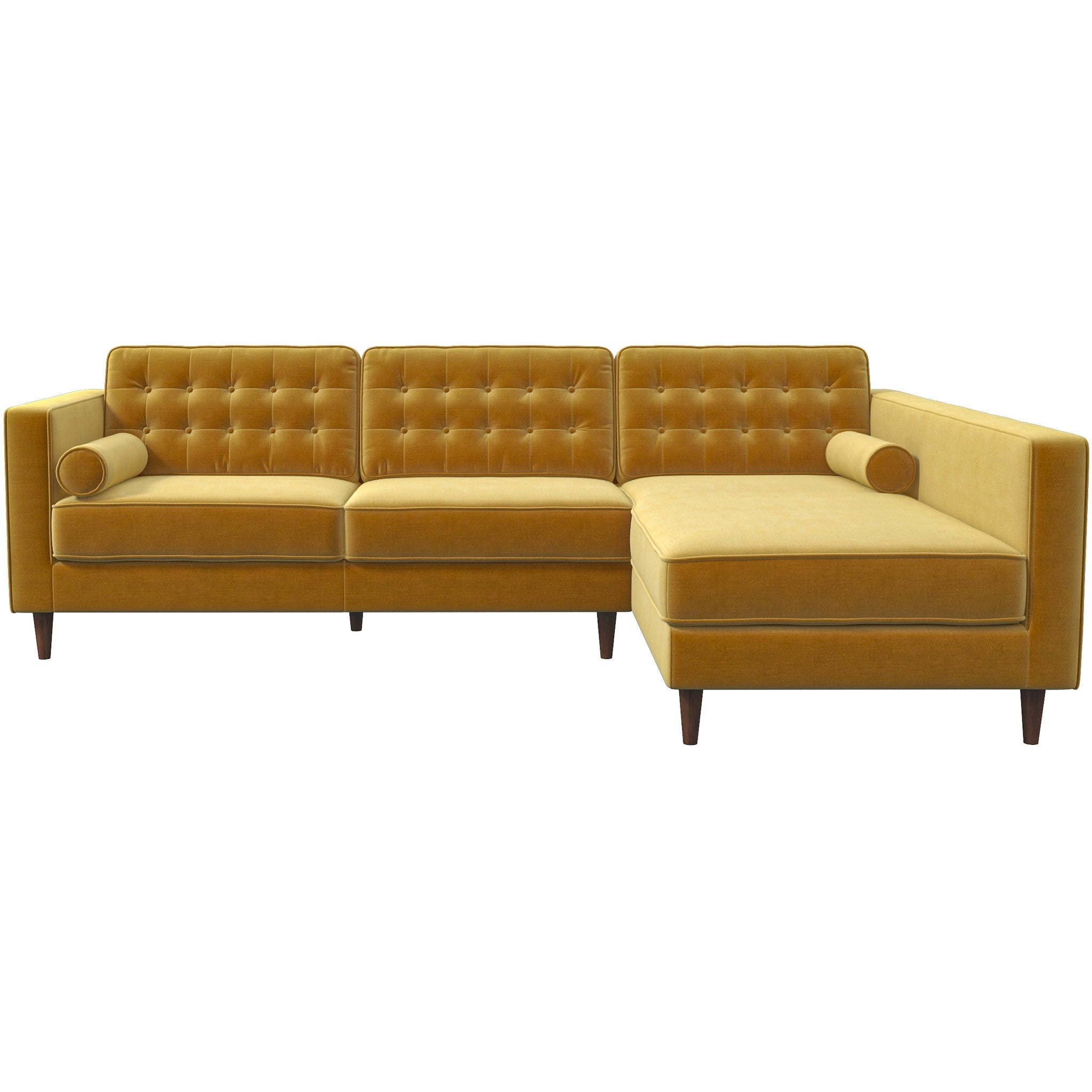 Olson Sectional Sofa Gold Velvet Right Chaise - MidinMod
