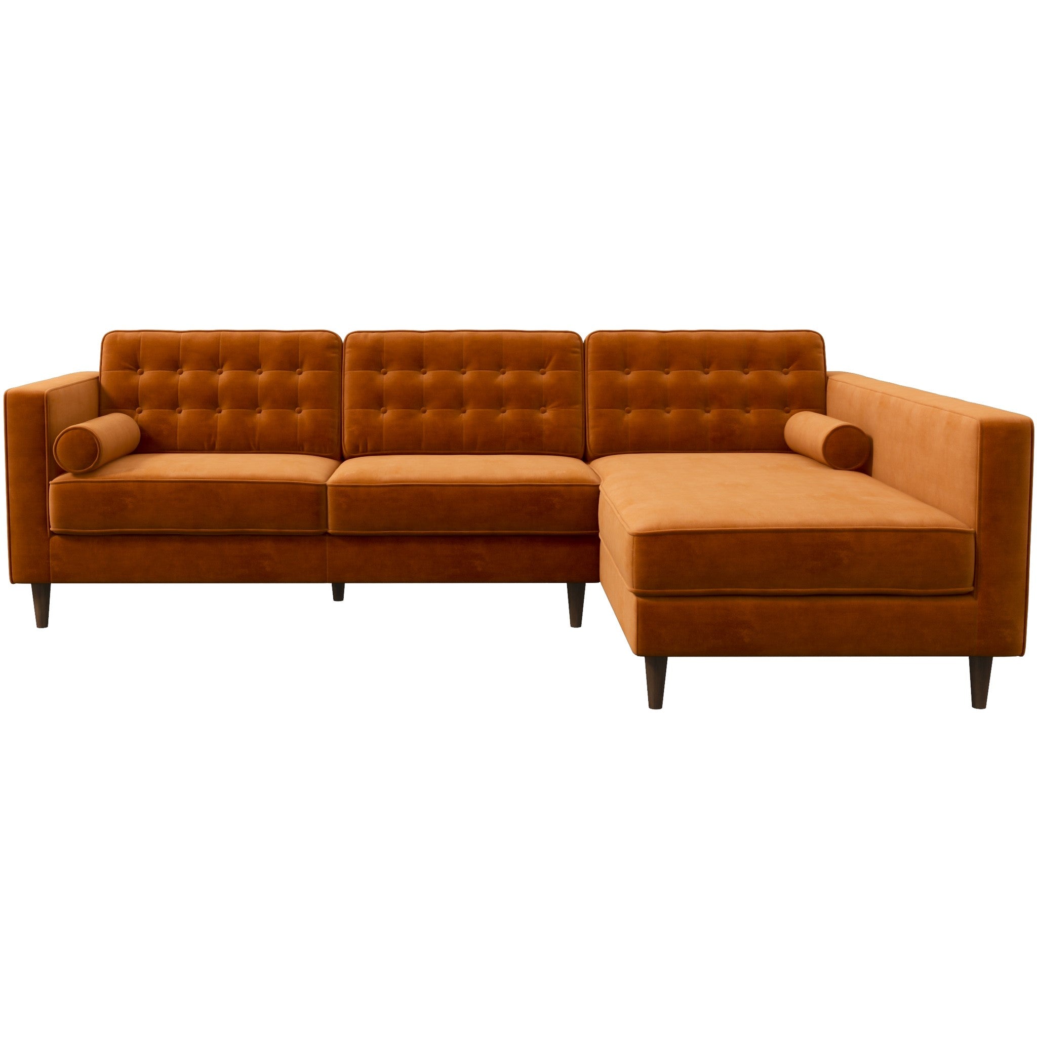 Olson Sectional Sofa Burnt Orange Velvet Right Chaise - MidinMod