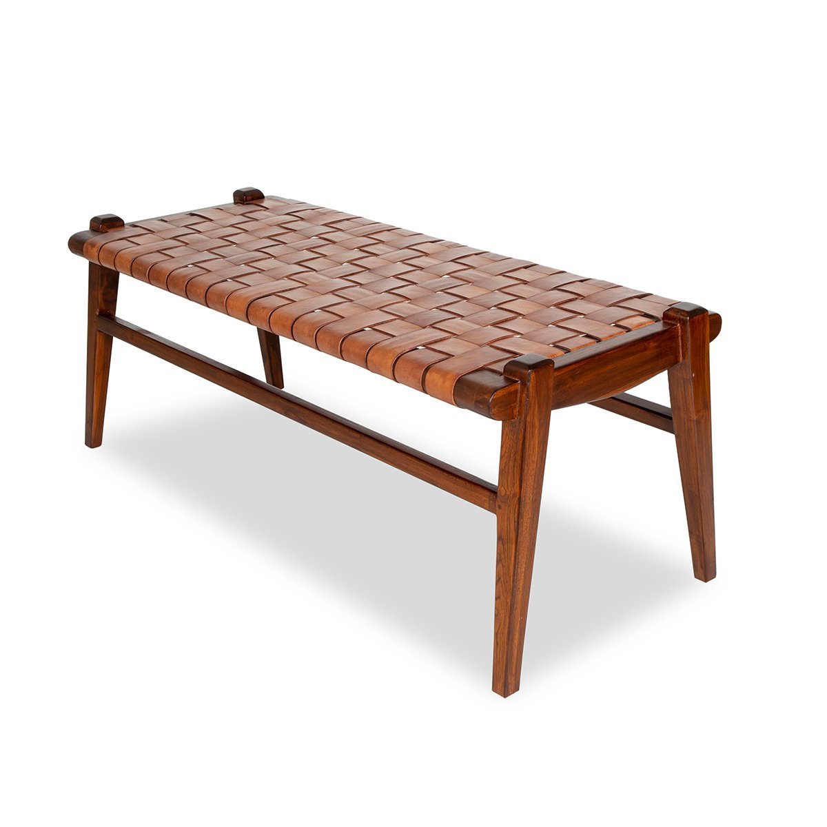 Salazar Tan Leather Bench - MidinMod