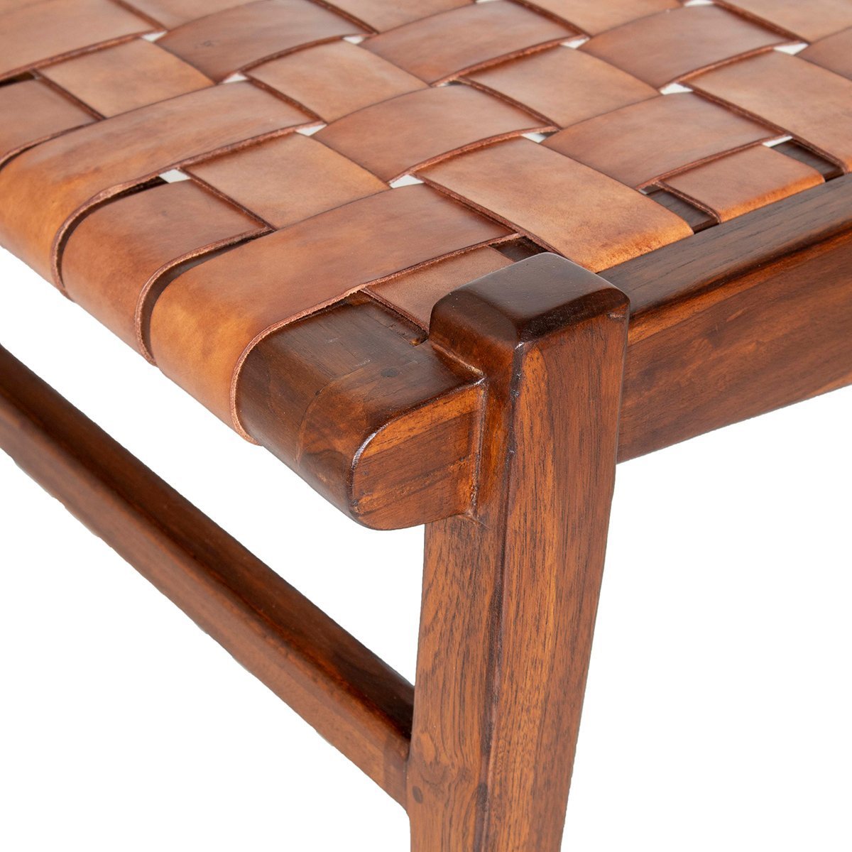 Salazar Tan Leather Bench - MidinMod
