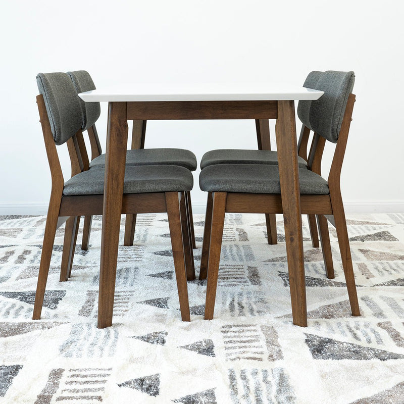 Dining Set Abbott Small White Table - 4 Abbott Grey chairs | Best Furniture stores in Houston