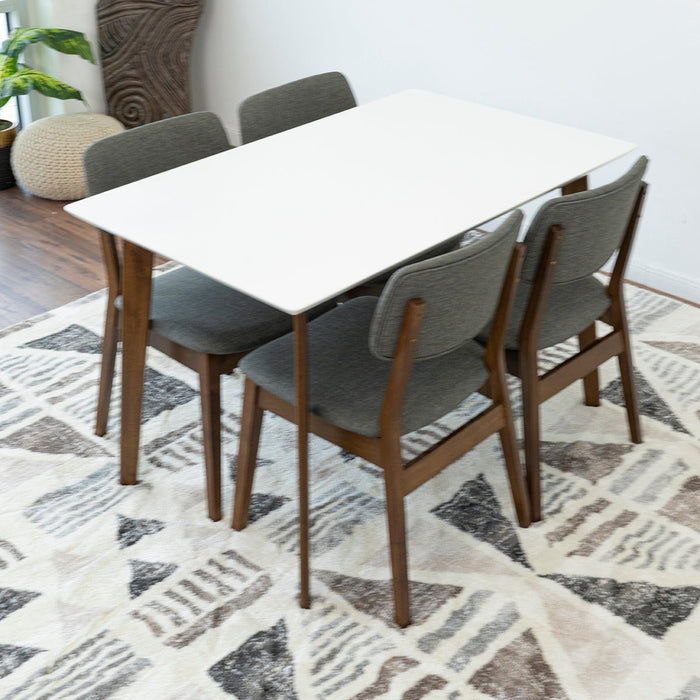 Dining Set Abbott Small White Table - 4 Abbott Grey chairs | Best Furniture stores in Houston