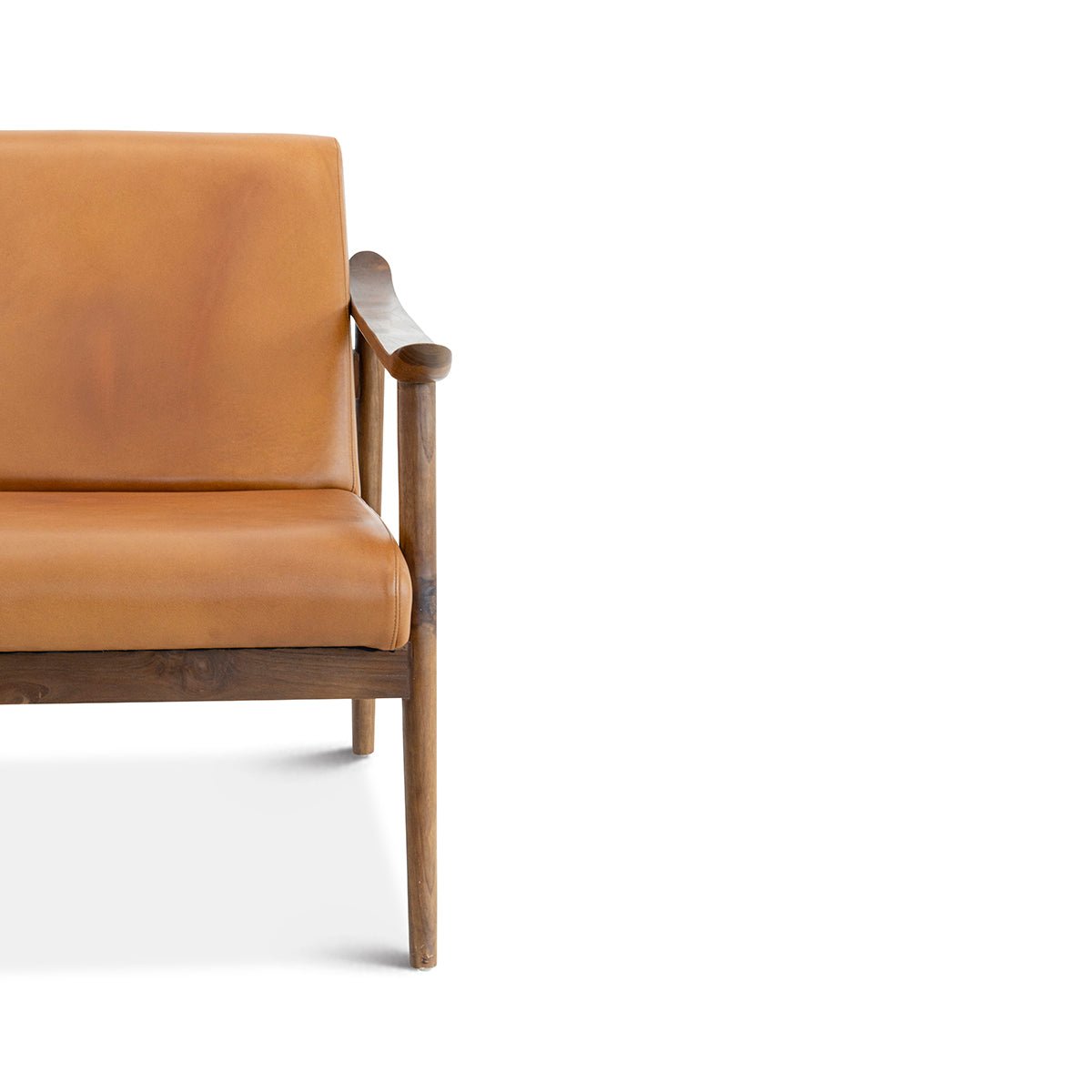 Mameda Tan Leather Lounge Chair - MidinMod