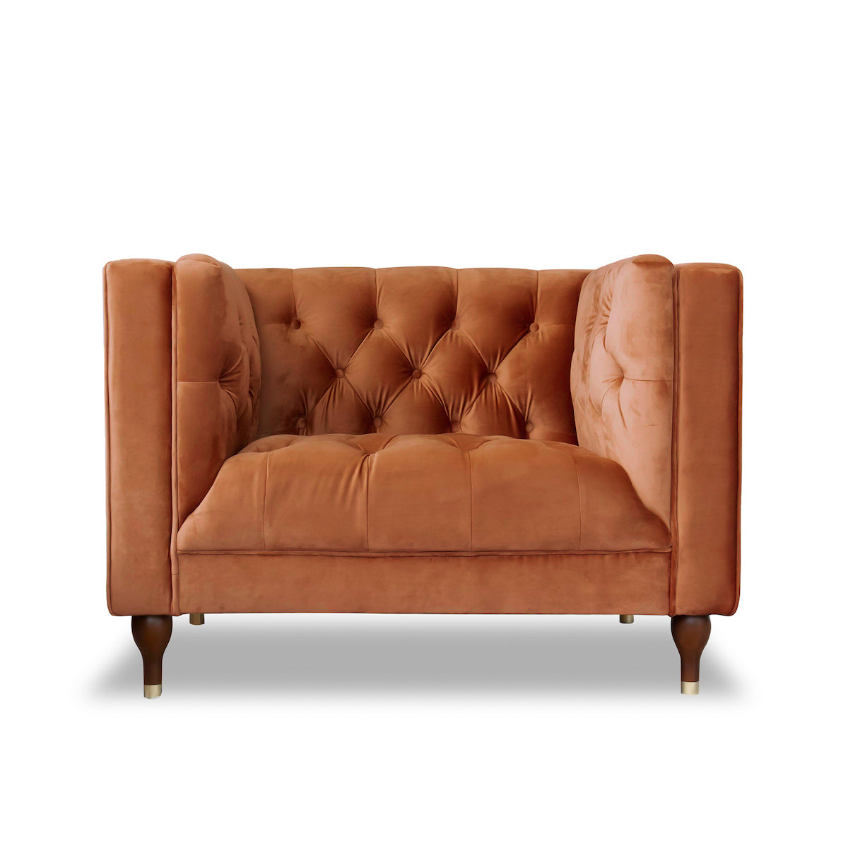 Houston Burnt Orange Velvet Armchair - MidinMod