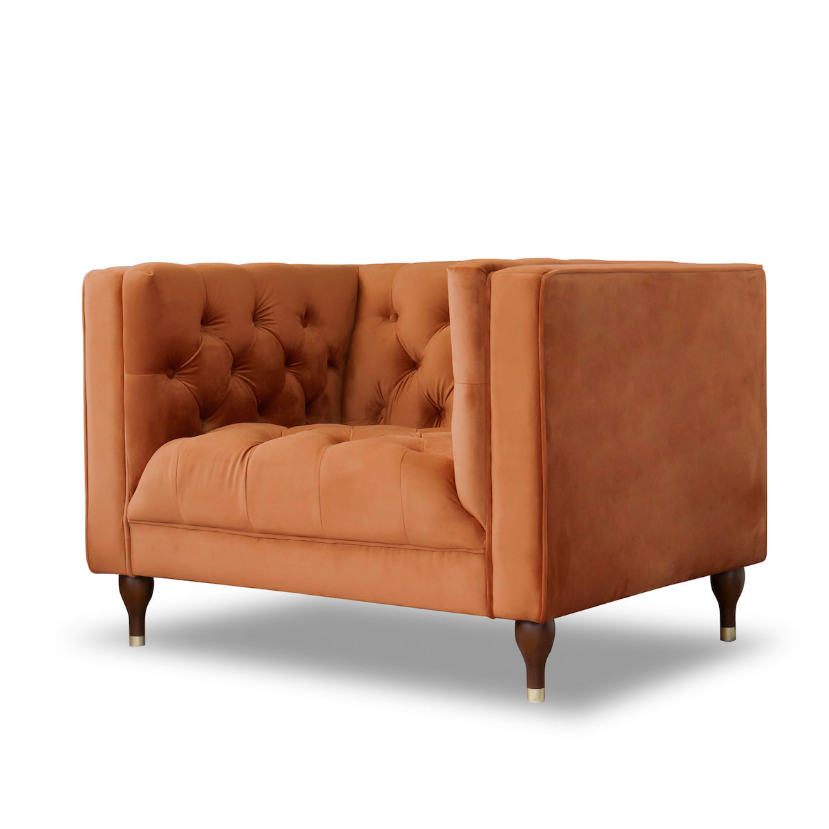 Houston Burnt Orange Velvet Armchair - MidinMod
