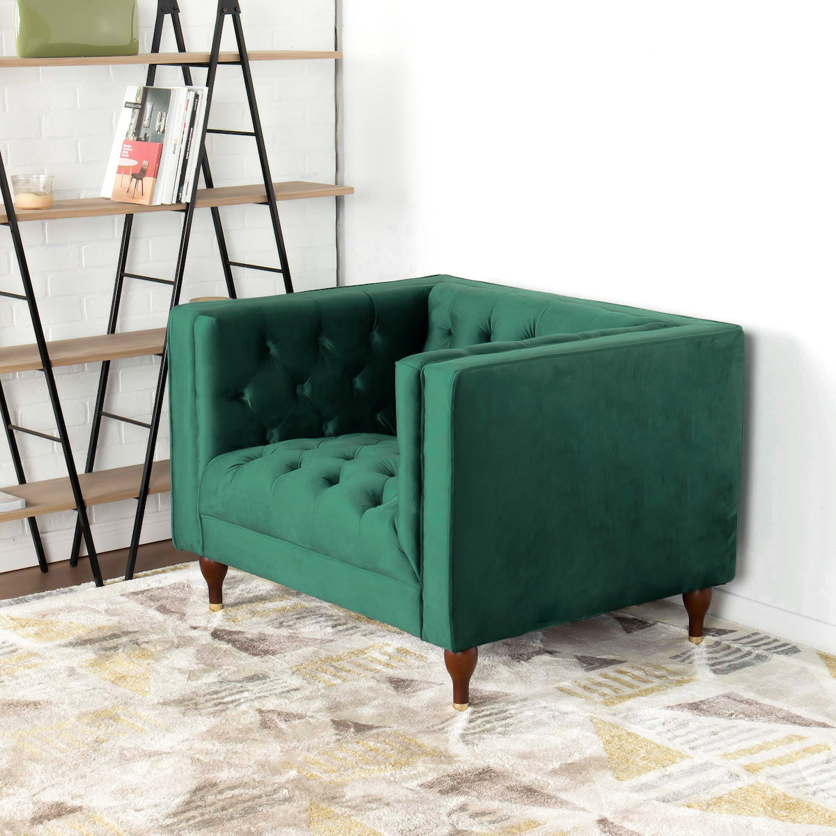 Houston Green Velvet Armchair - MidinMod