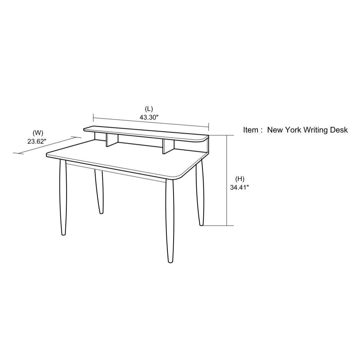 Times Home Office Desk Black Top - MidinMod