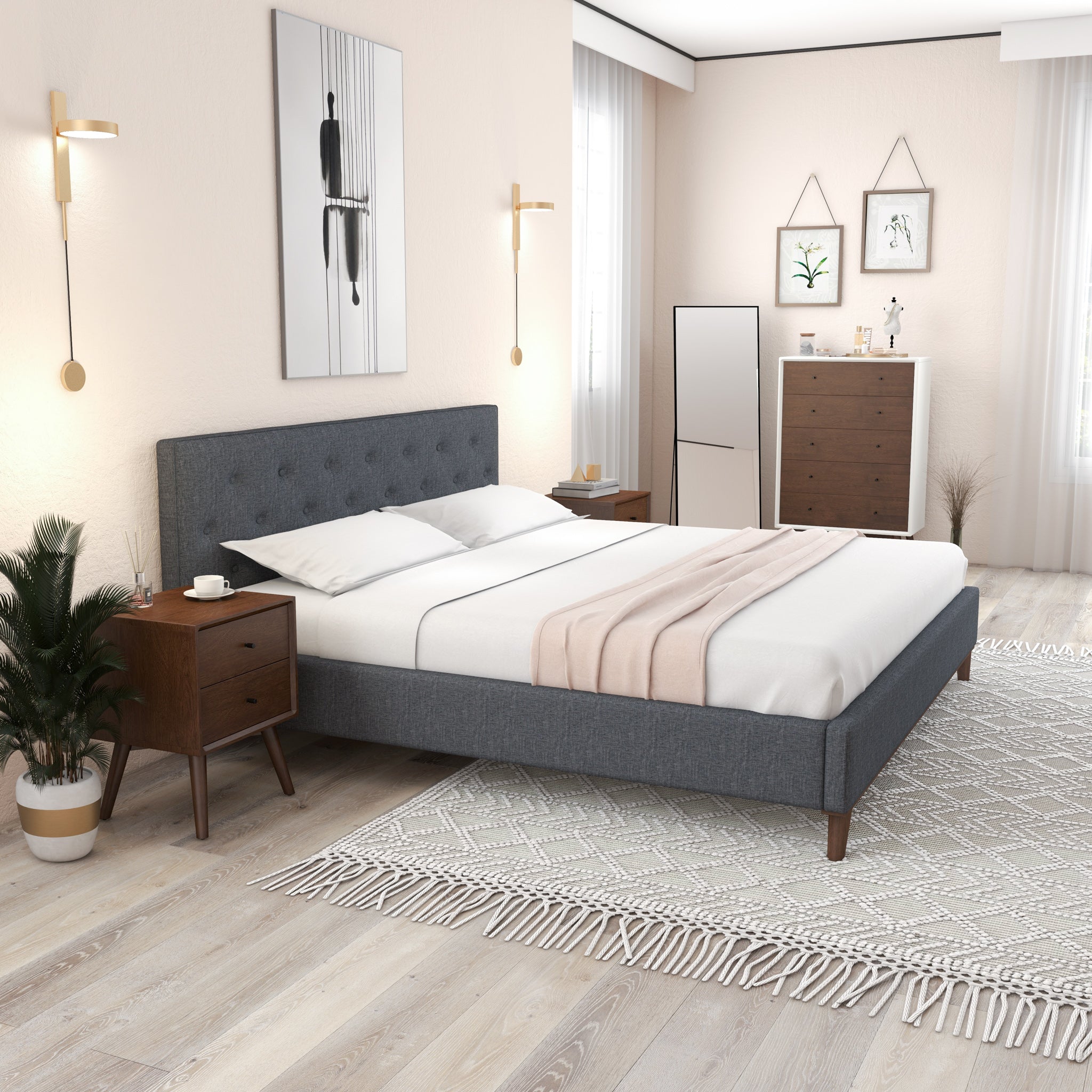 Ashton King Dark Grey Bed - MidinMod