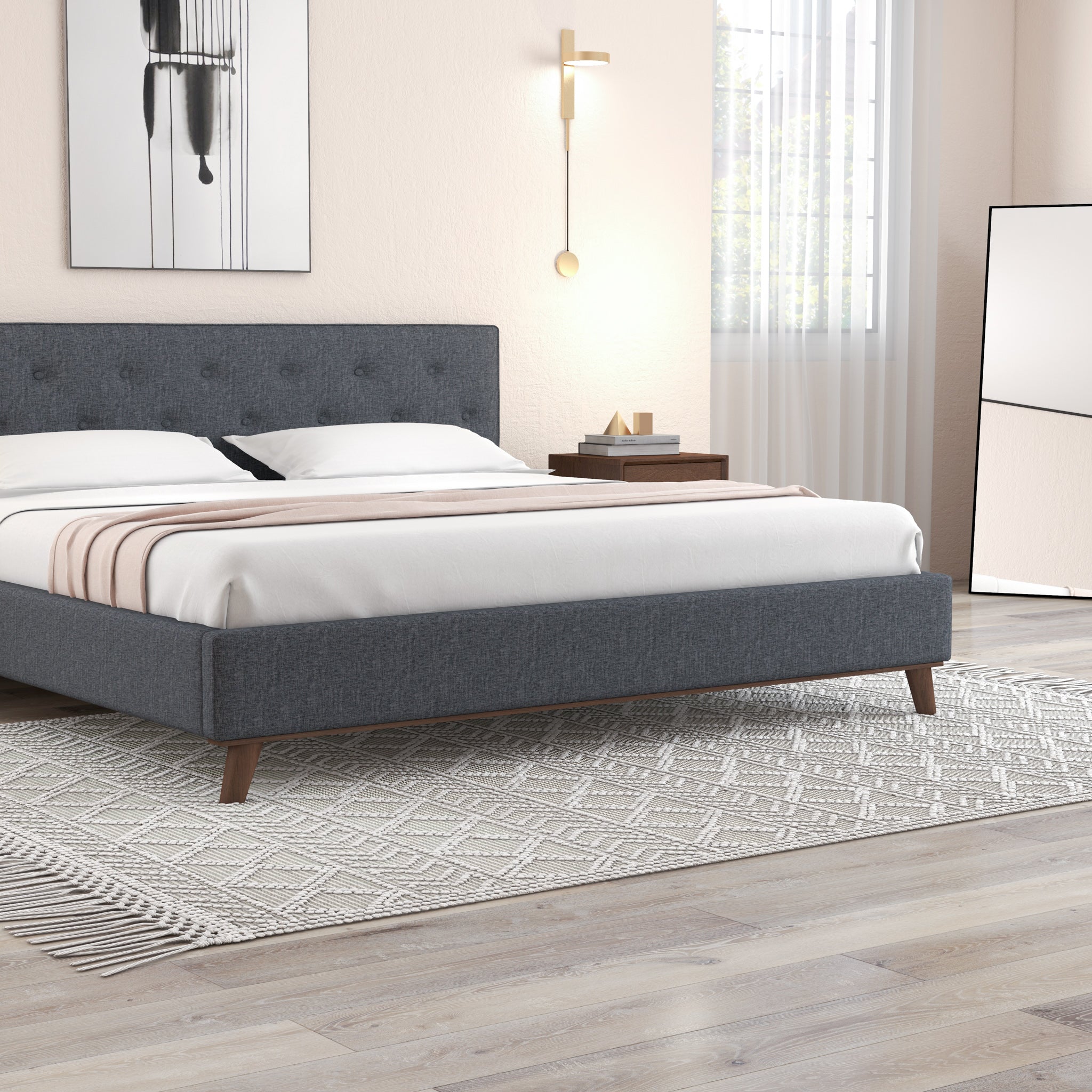 Ashton King Dark Grey Bed - MidinMod