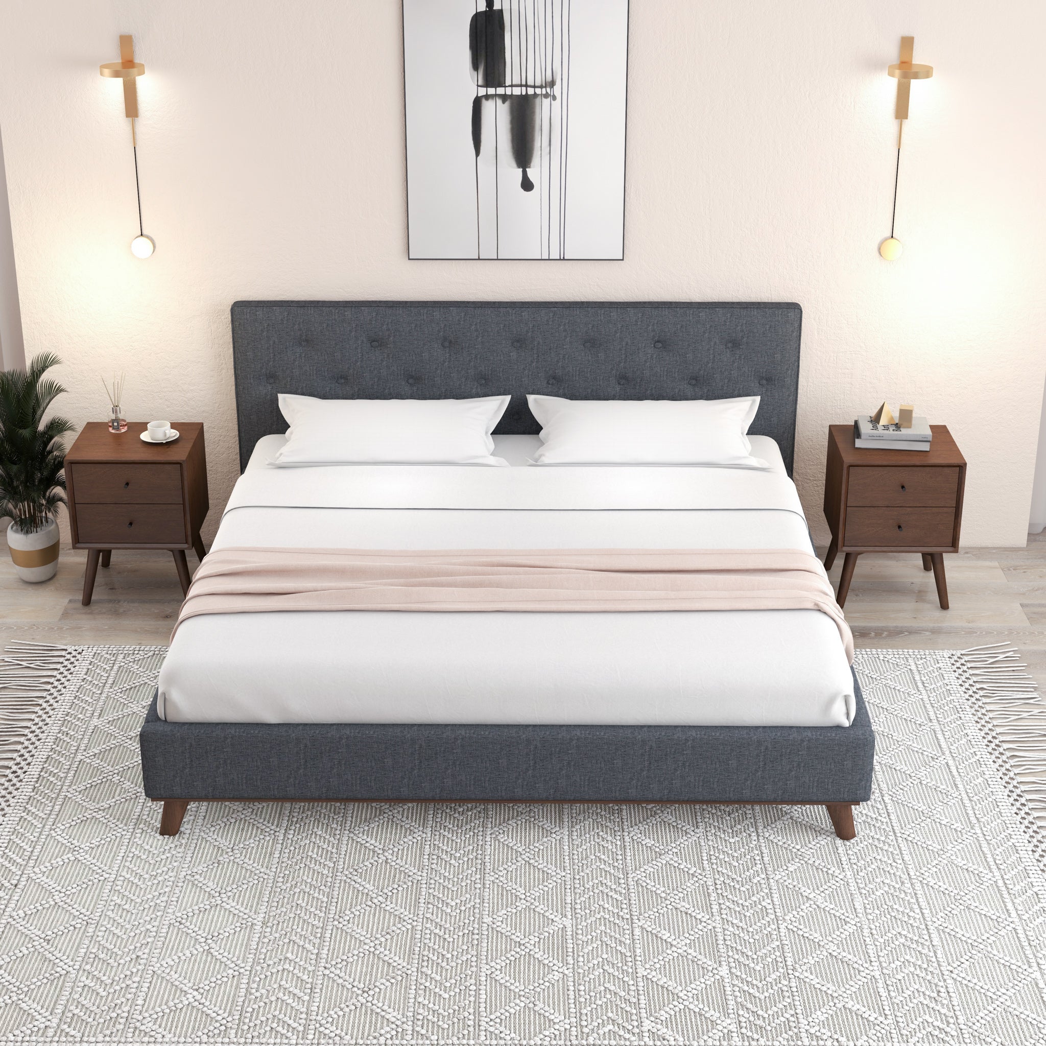 Ashton King Dark Grey Bed - MidinMod