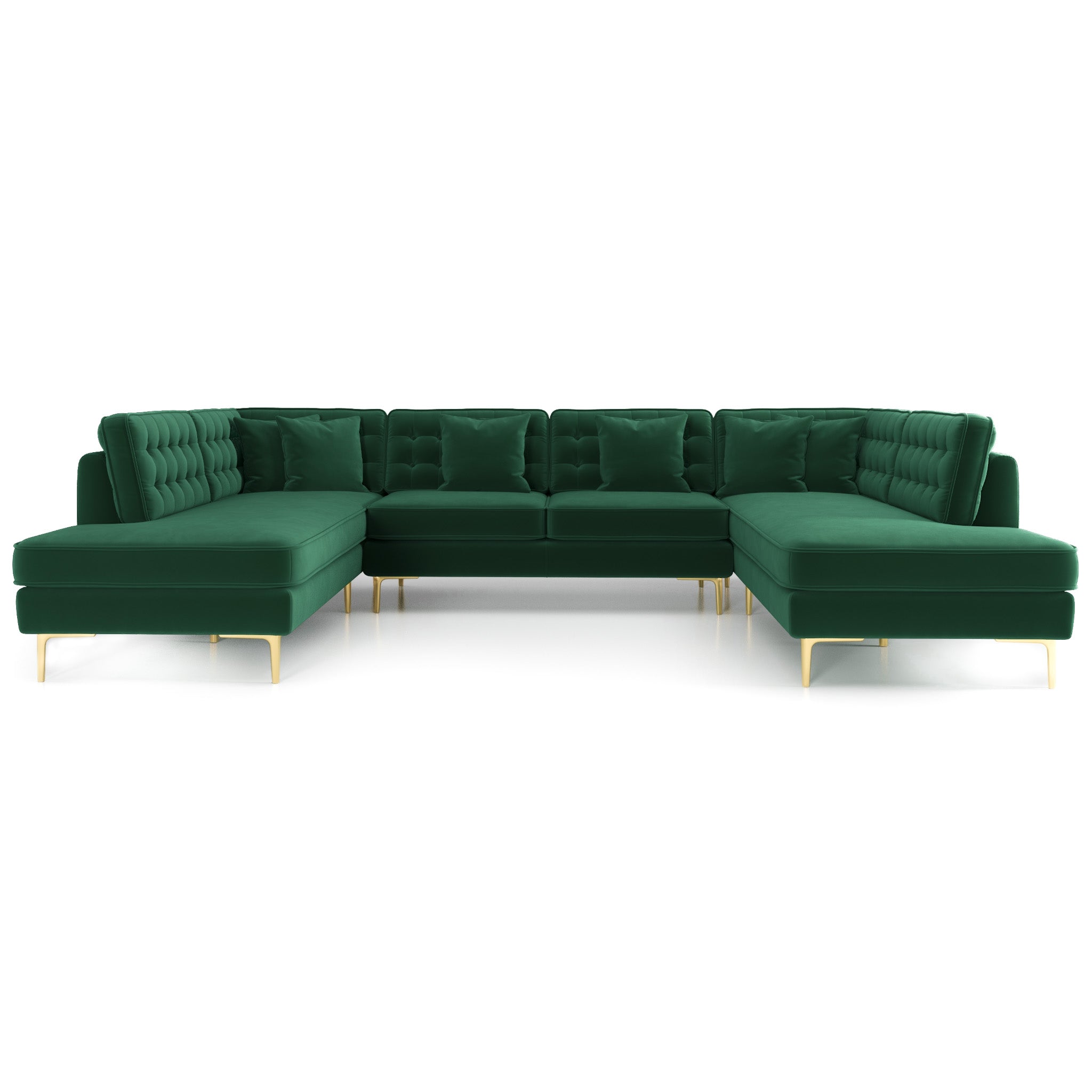Caleb Dark Green Velvet U Shape Corner Sofa - MidinMod