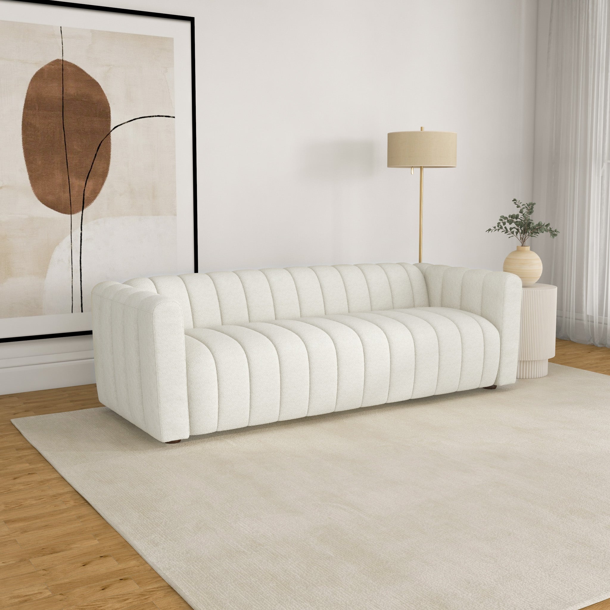 Clara White Boucle Sofa - MidinMod