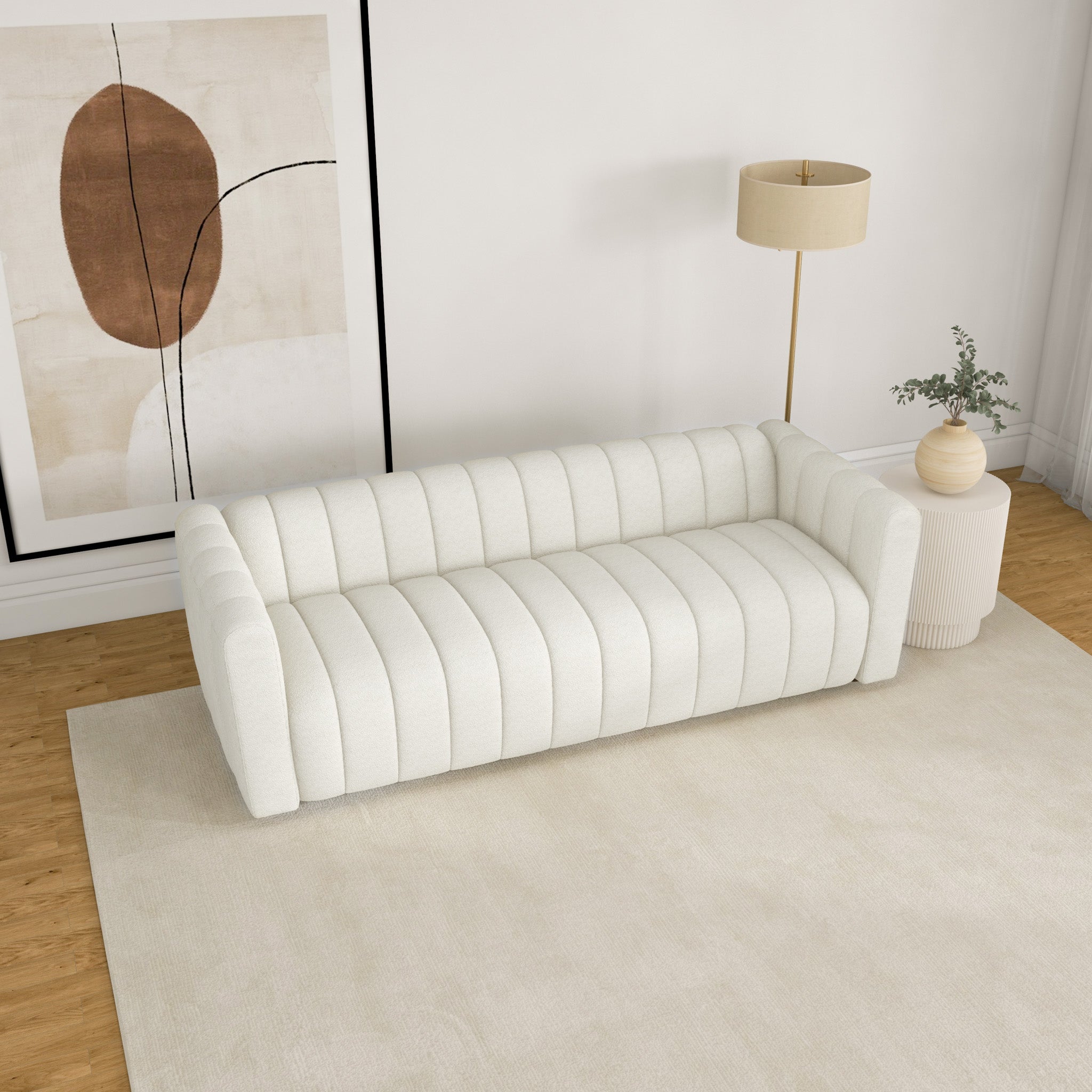 Clara White Boucle Sofa - MidinMod