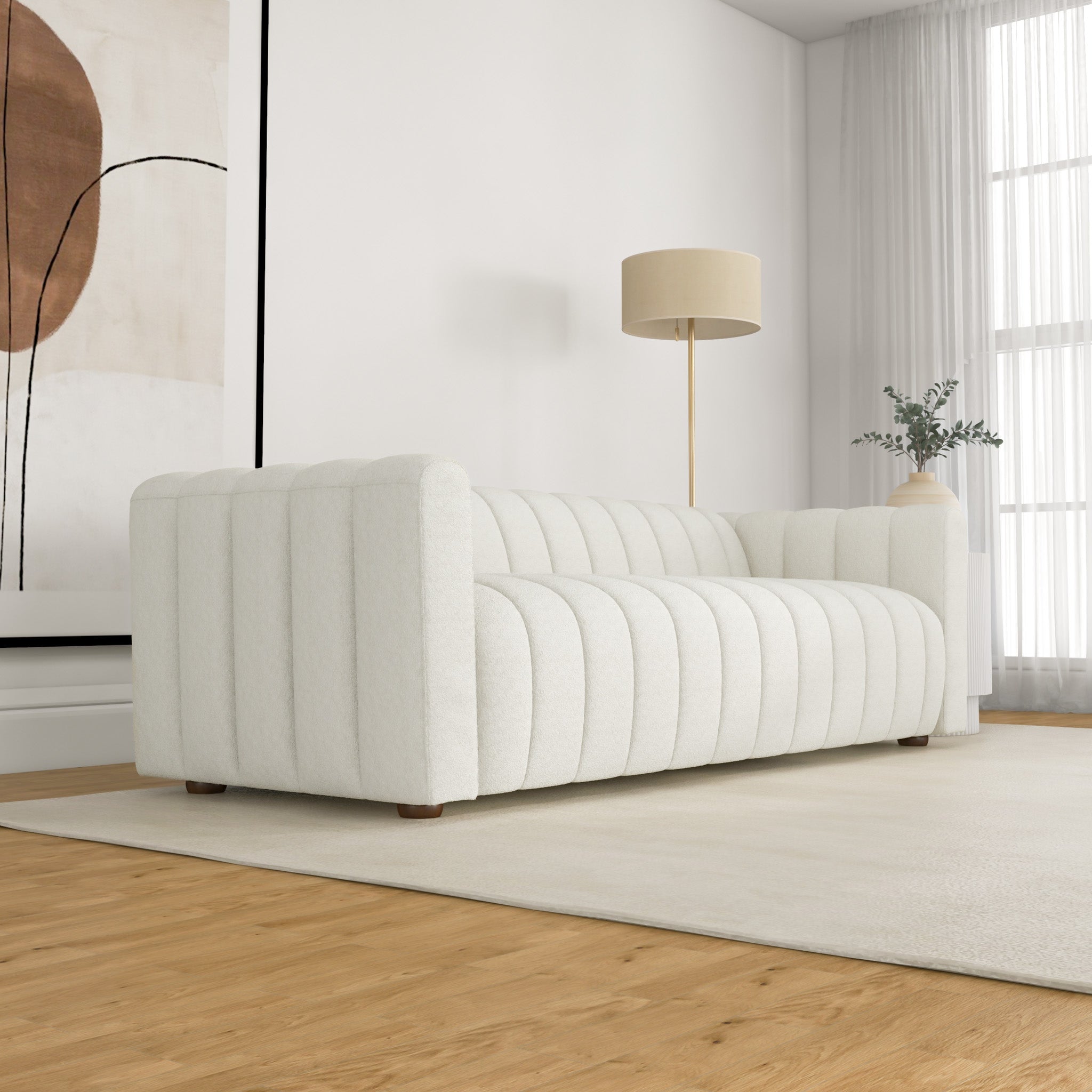 Clara White Boucle Sofa - MidinMod