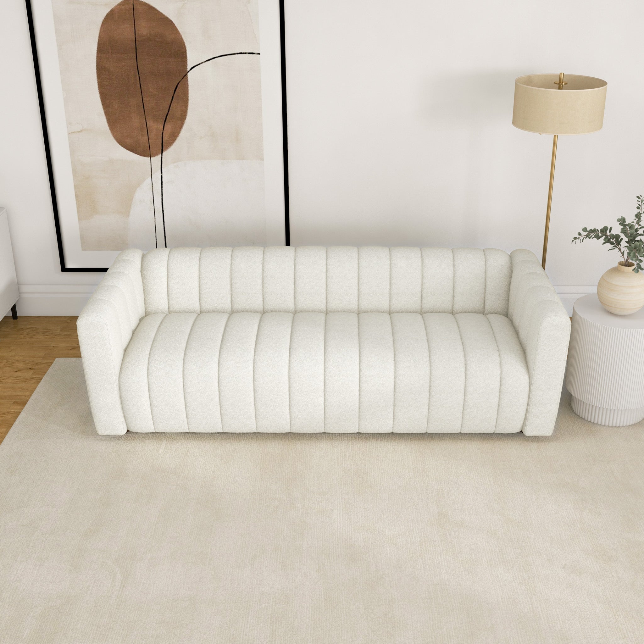Clara White Boucle Sofa - MidinMod