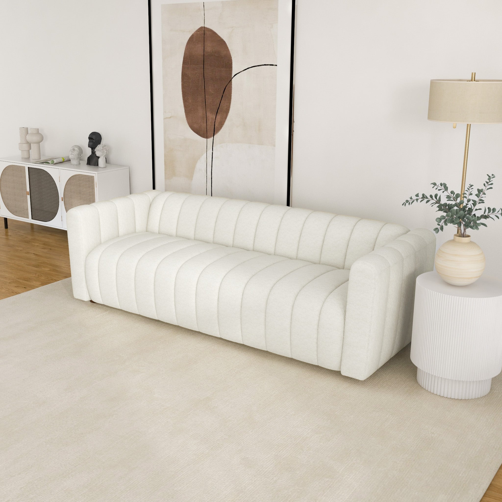 Clara White Boucle Sofa - MidinMod