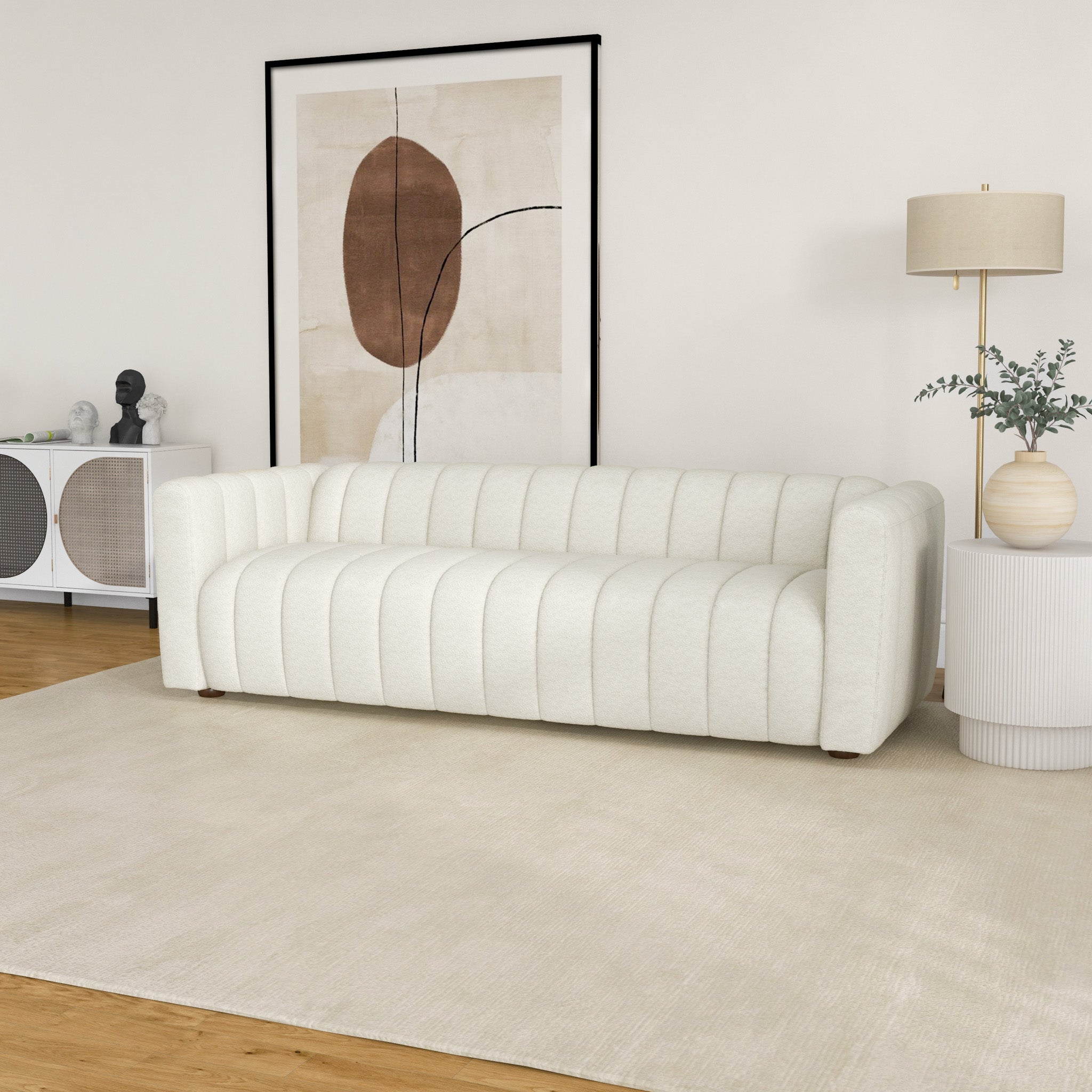 Clara White Boucle Sofa - MidinMod