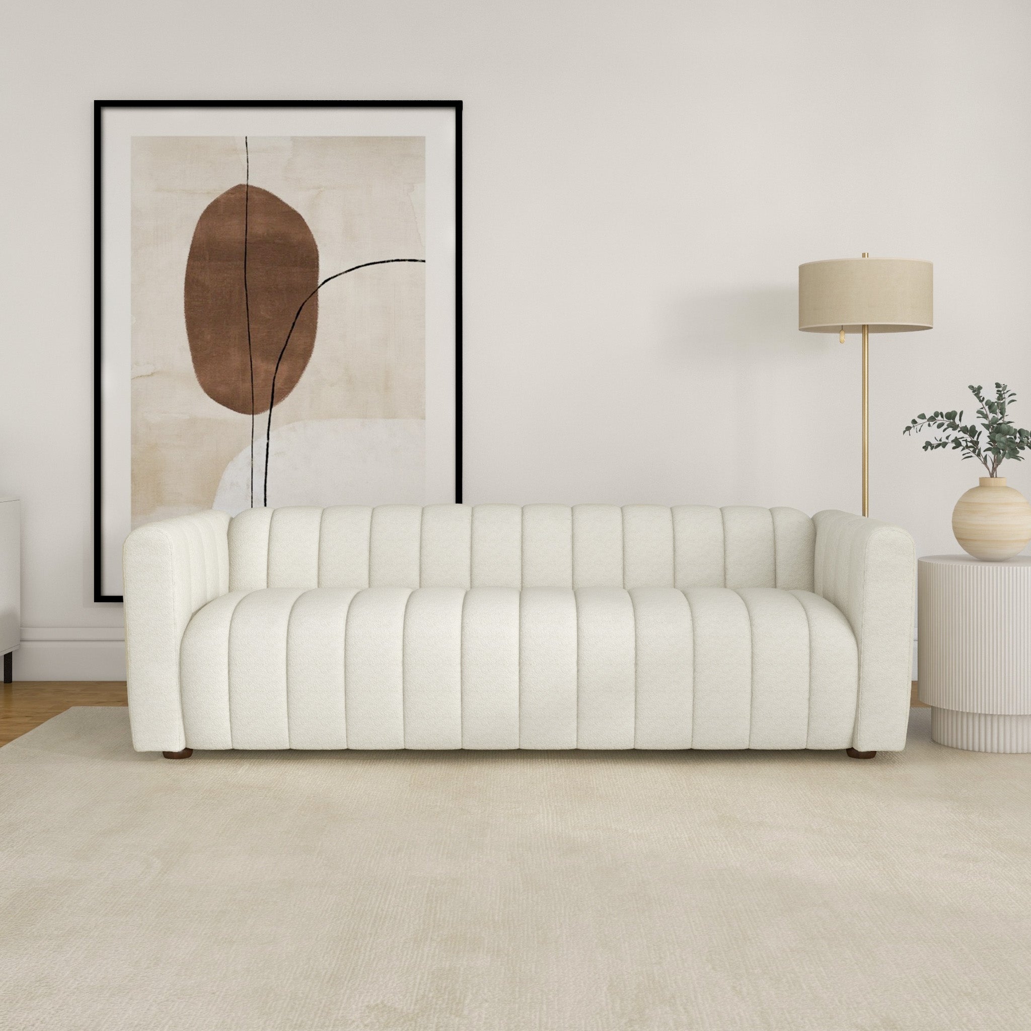 Clara White Boucle Sofa - MidinMod