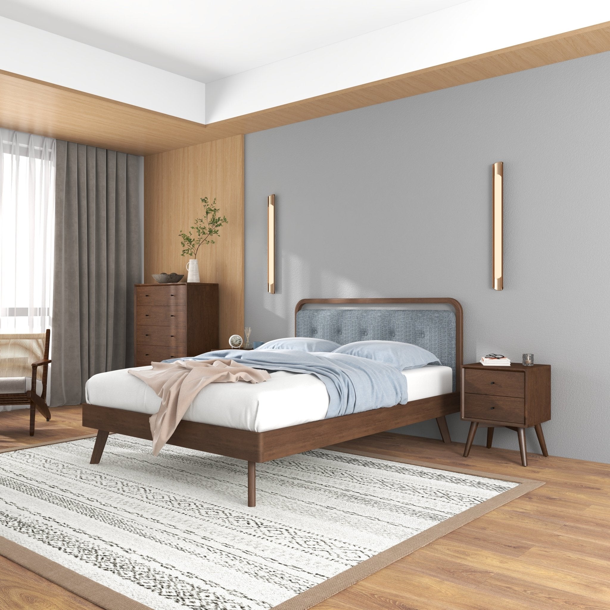 Modern Divani Wood Platform Bed (Queen) - MidinMod