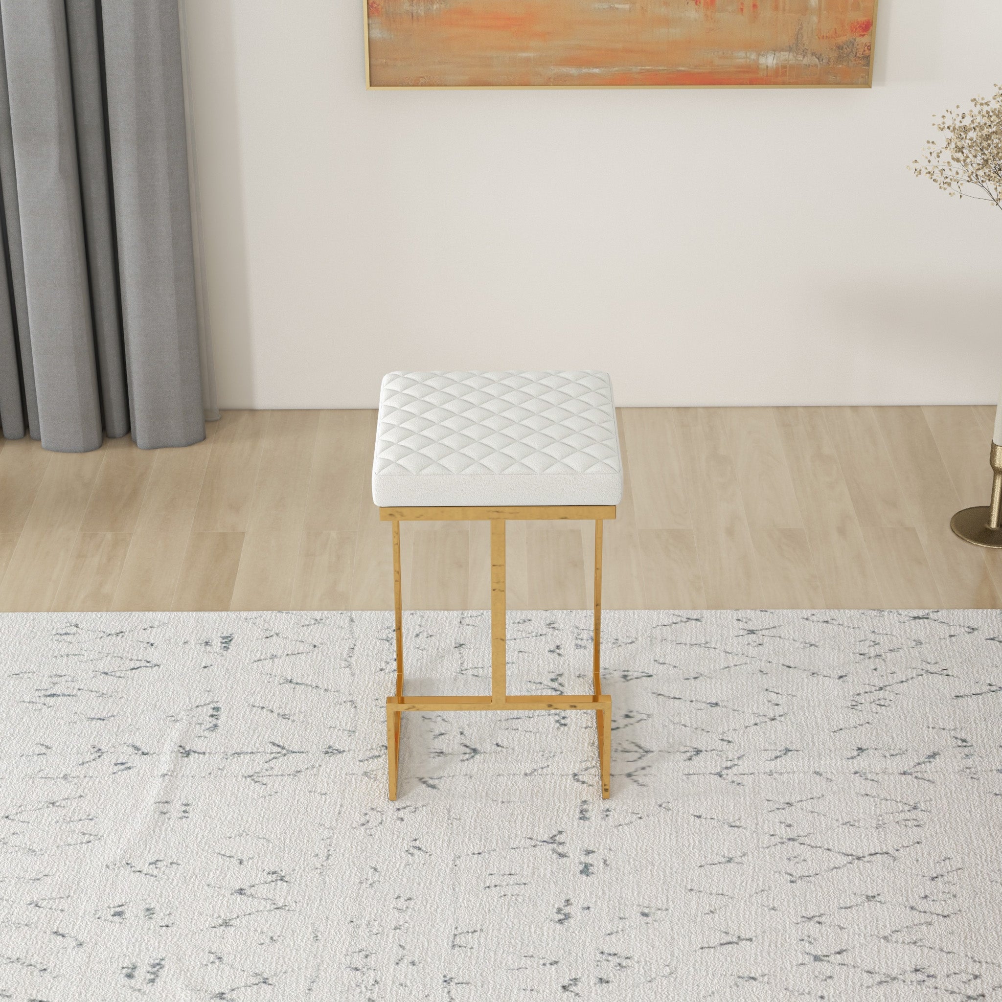 Felicia Beige Boucle Counter Stool - MidinMod
