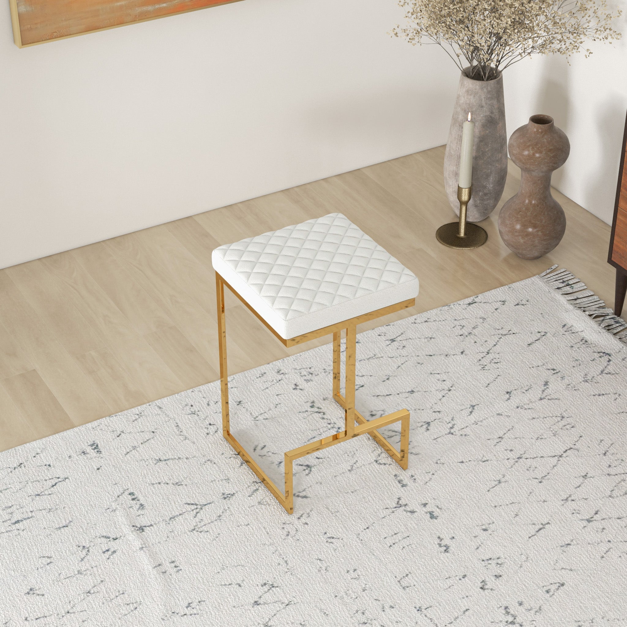 Felicia Beige Boucle Counter Stool - MidinMod
