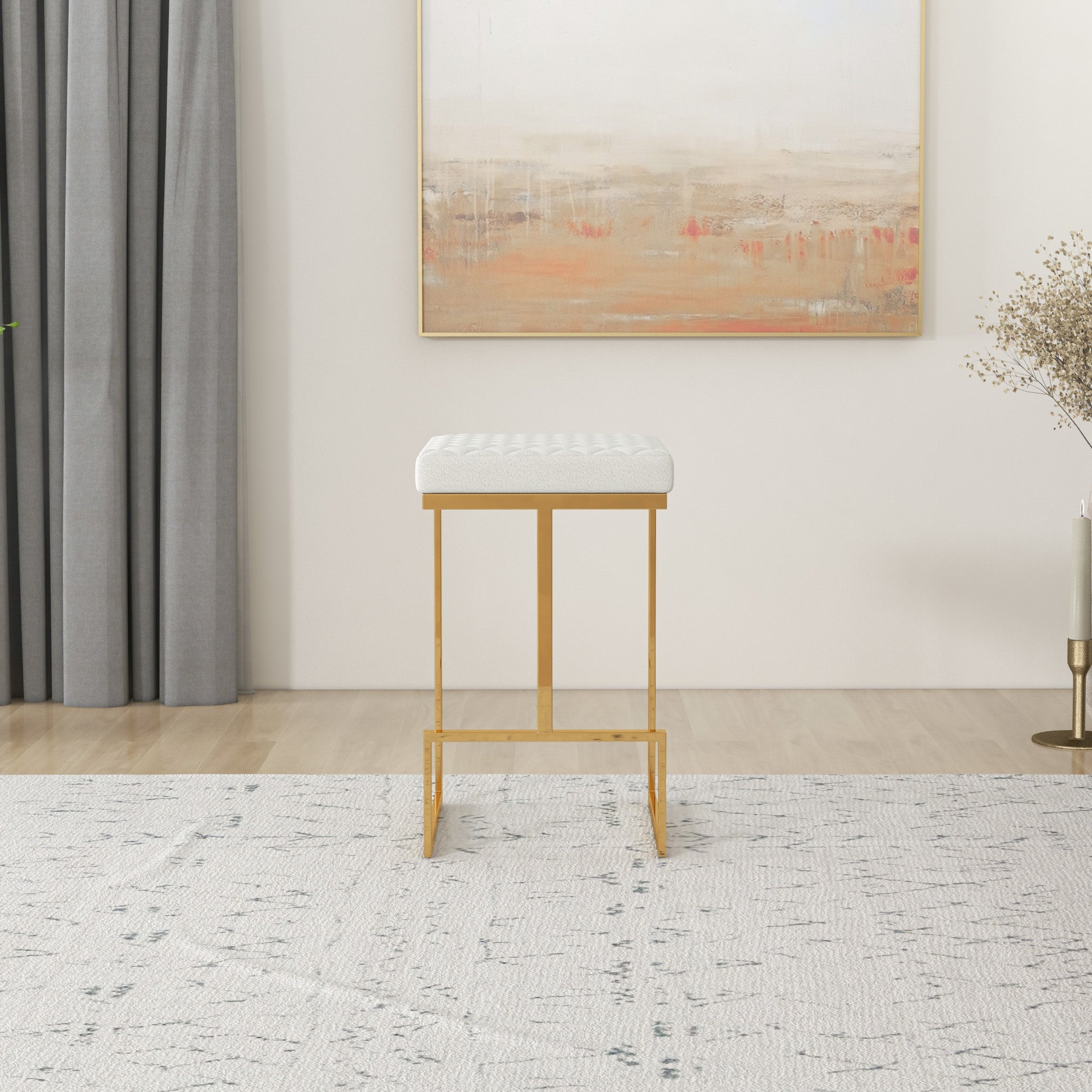 Felicia Beige Boucle Counter Stool - MidinMod
