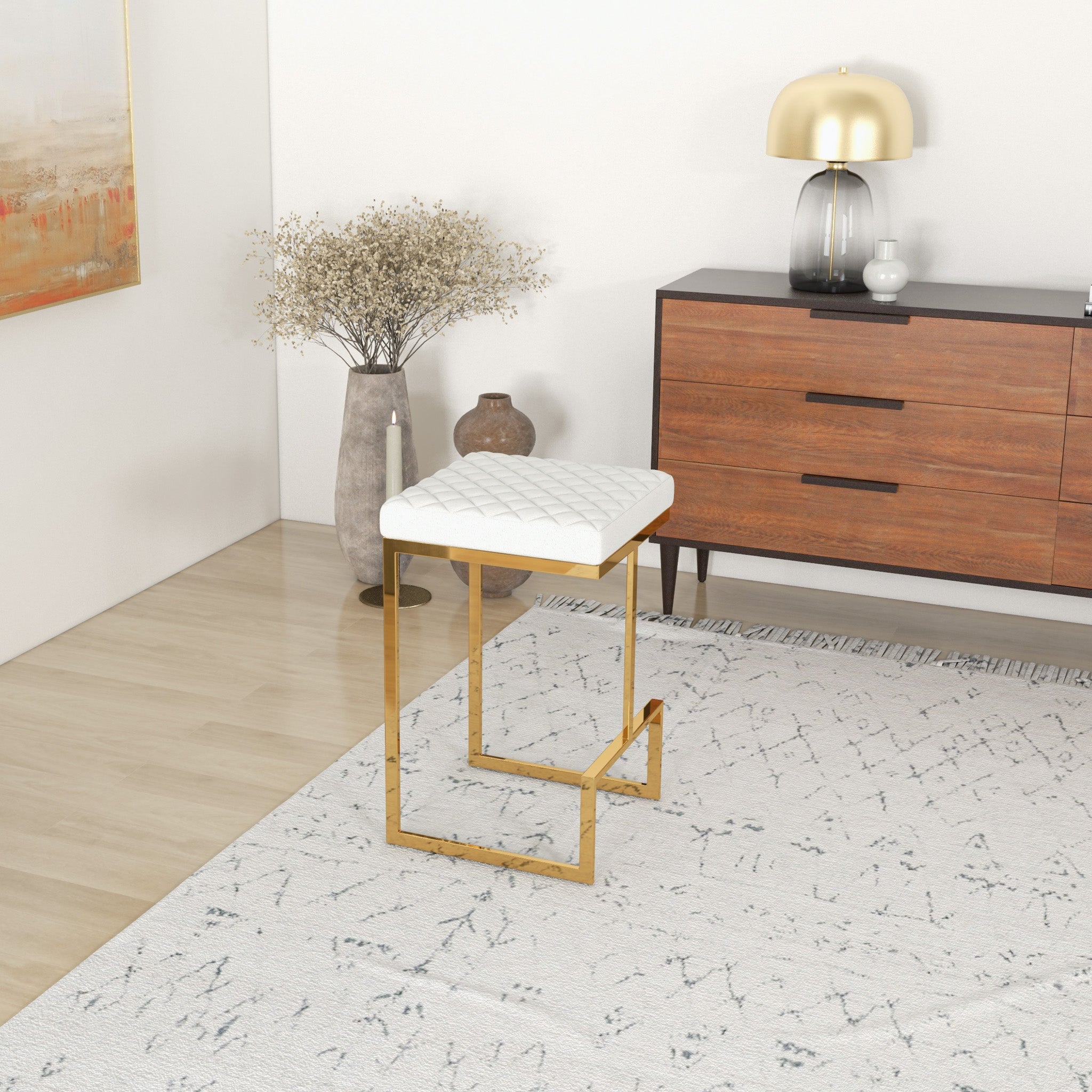 Felicia Beige Boucle Counter Stool - MidinMod