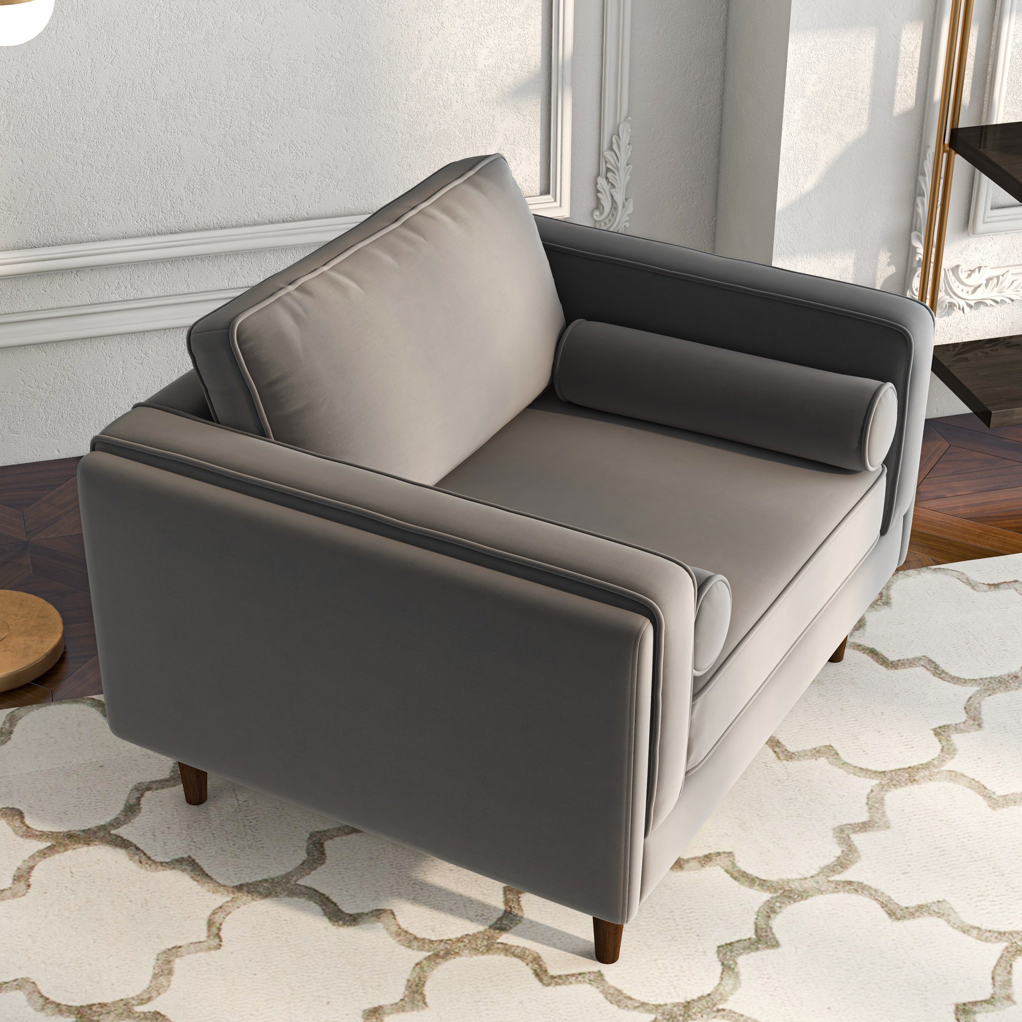 Fordham Grey Velvet Lounge Chair - MidinMod