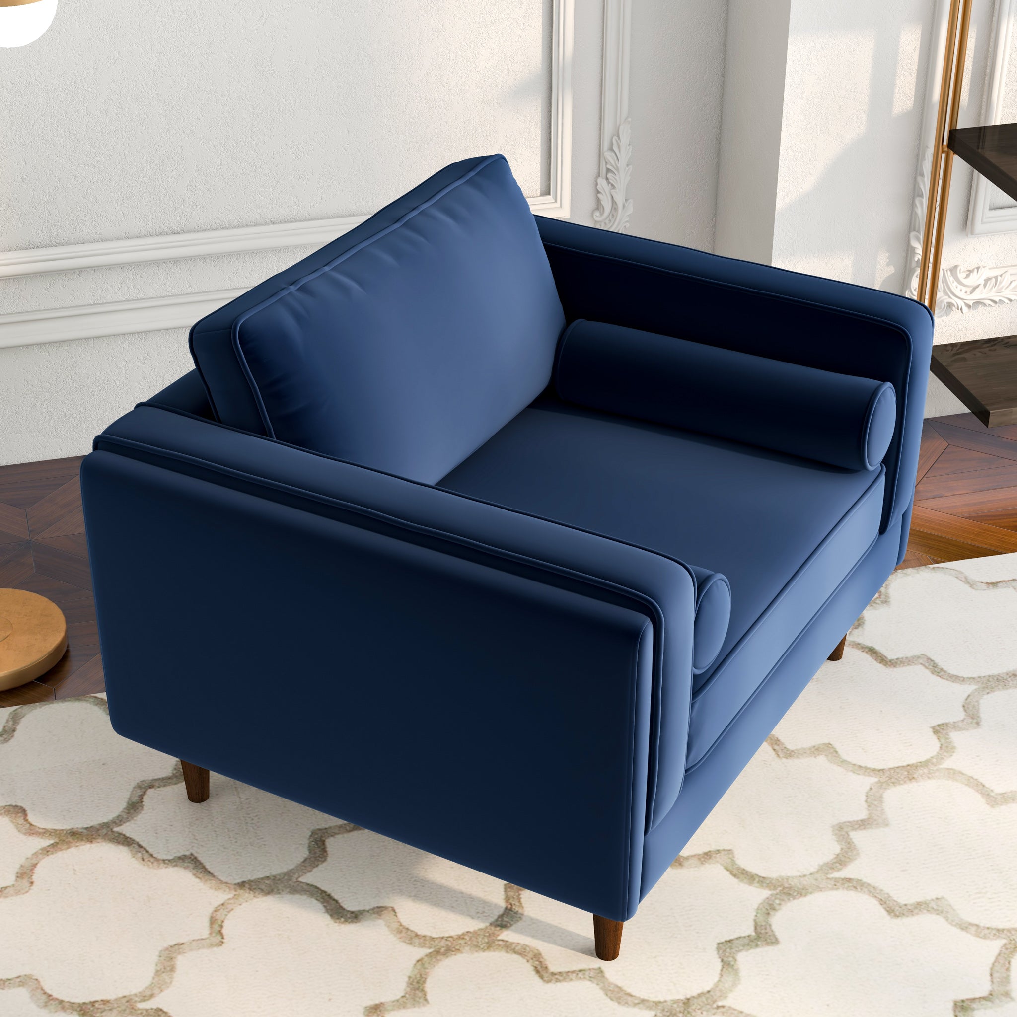 Fordham Navy Blue Velvet Lounge Chair - MidinMod