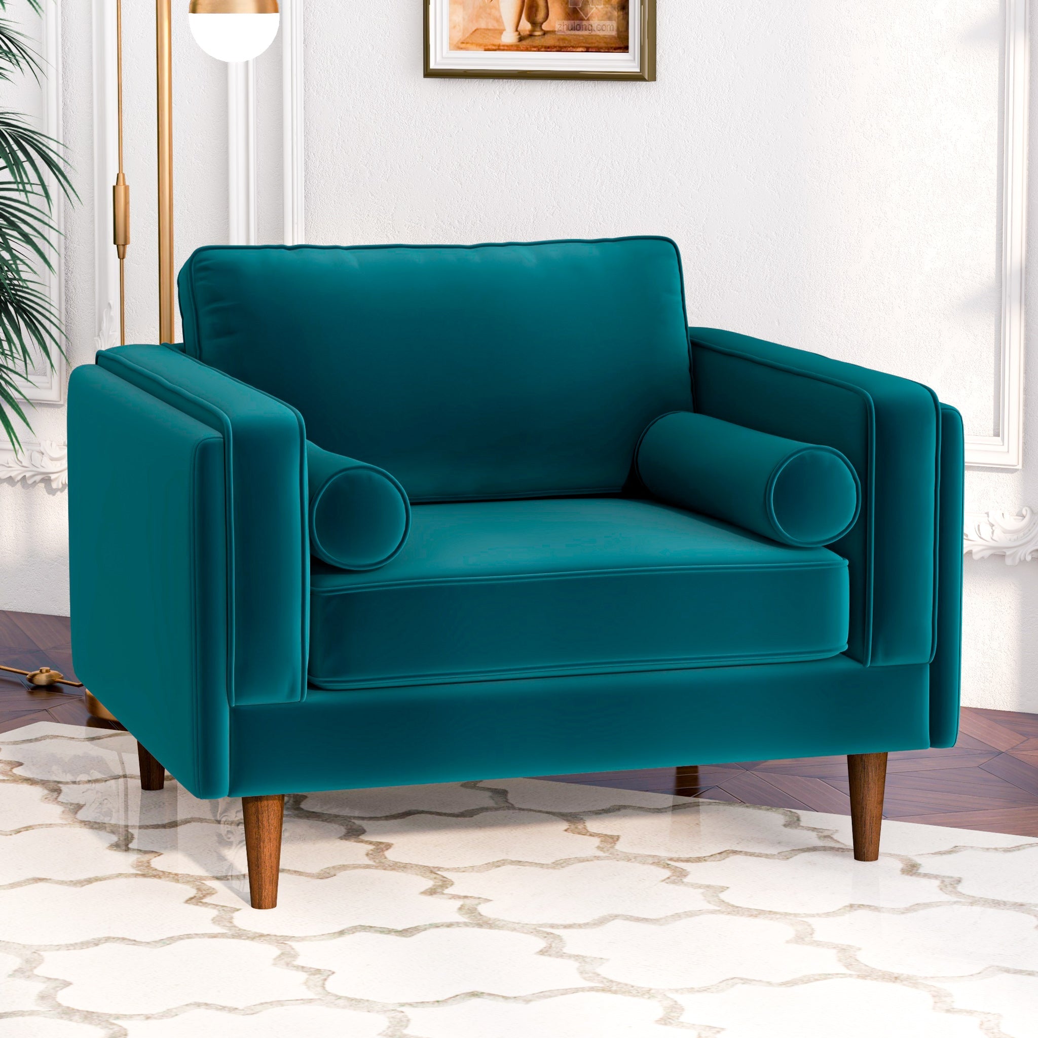 Fordham Teal Velvet Lounge Chair - MidinMod